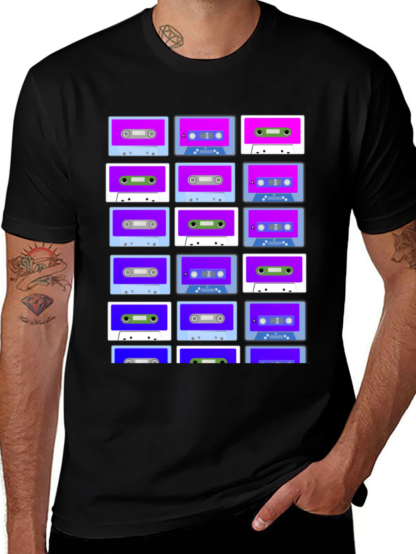 Variant 28 of Retro Cassette Tape Pattern T-Shirt