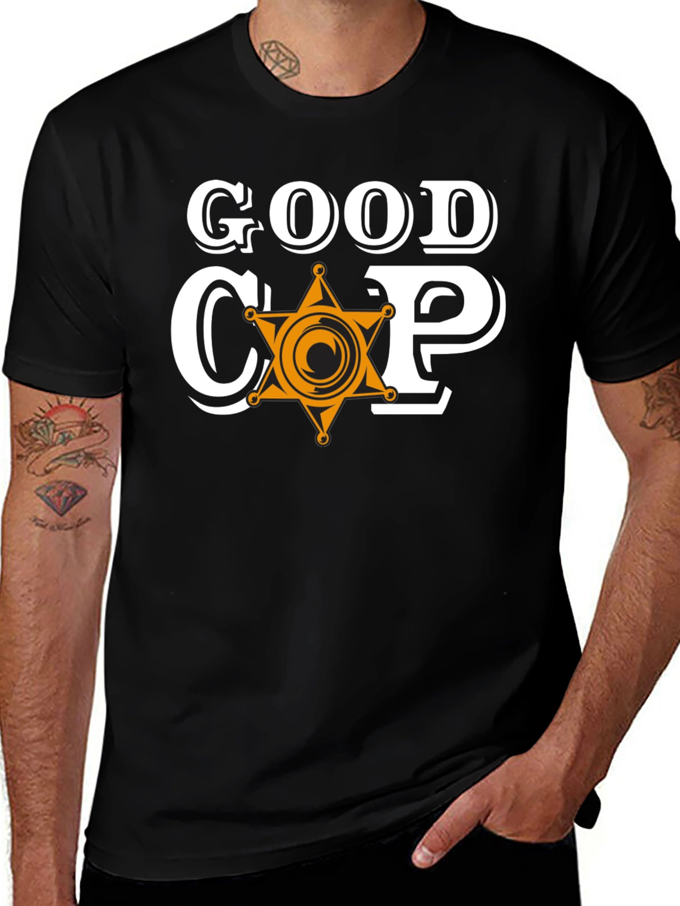 Variant 13 of Good Cop Graphic Tee - Sheriff Star Design