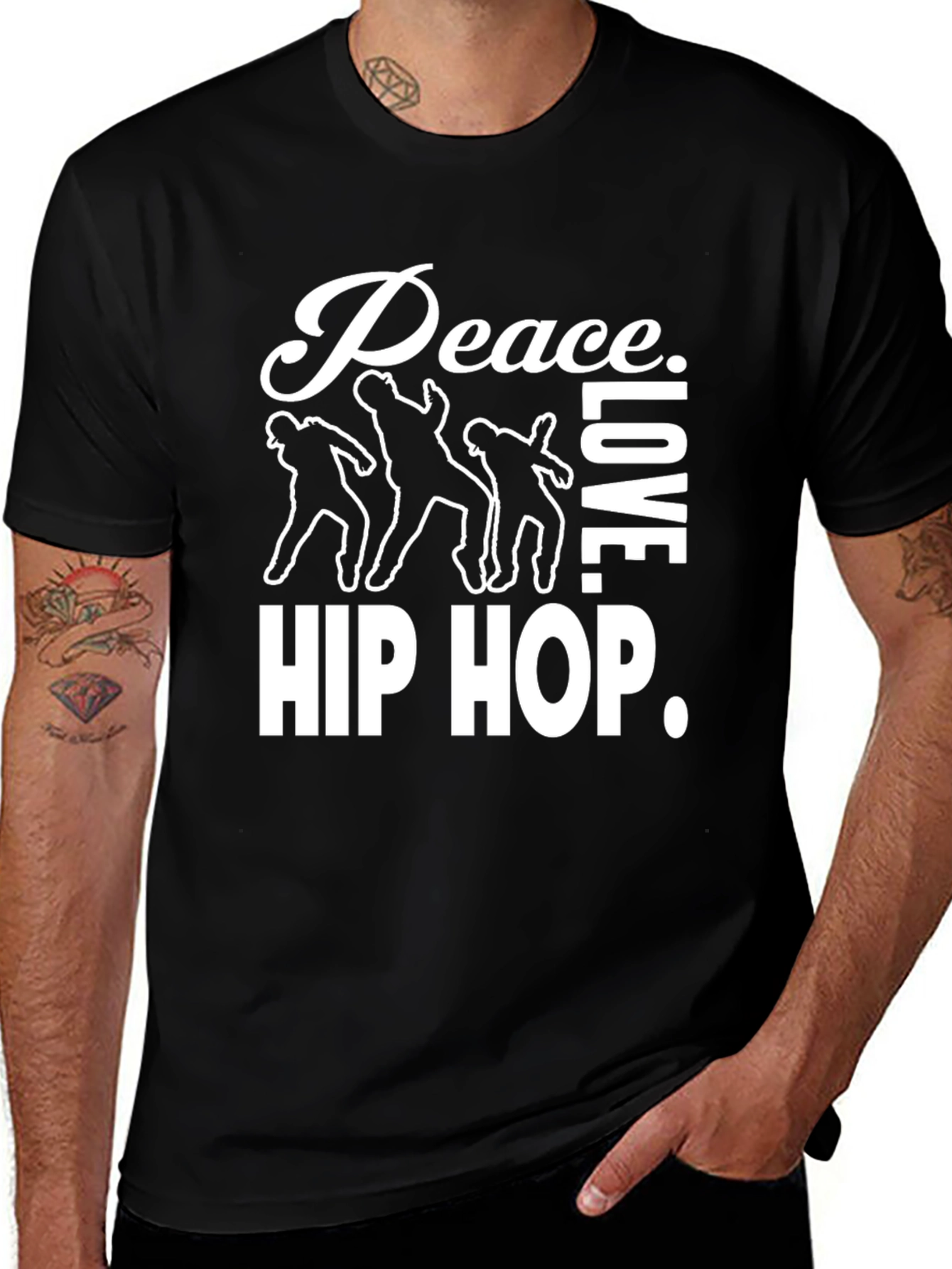 Variant 23 of Peace Love Hip Hop Graphic Tee - Black