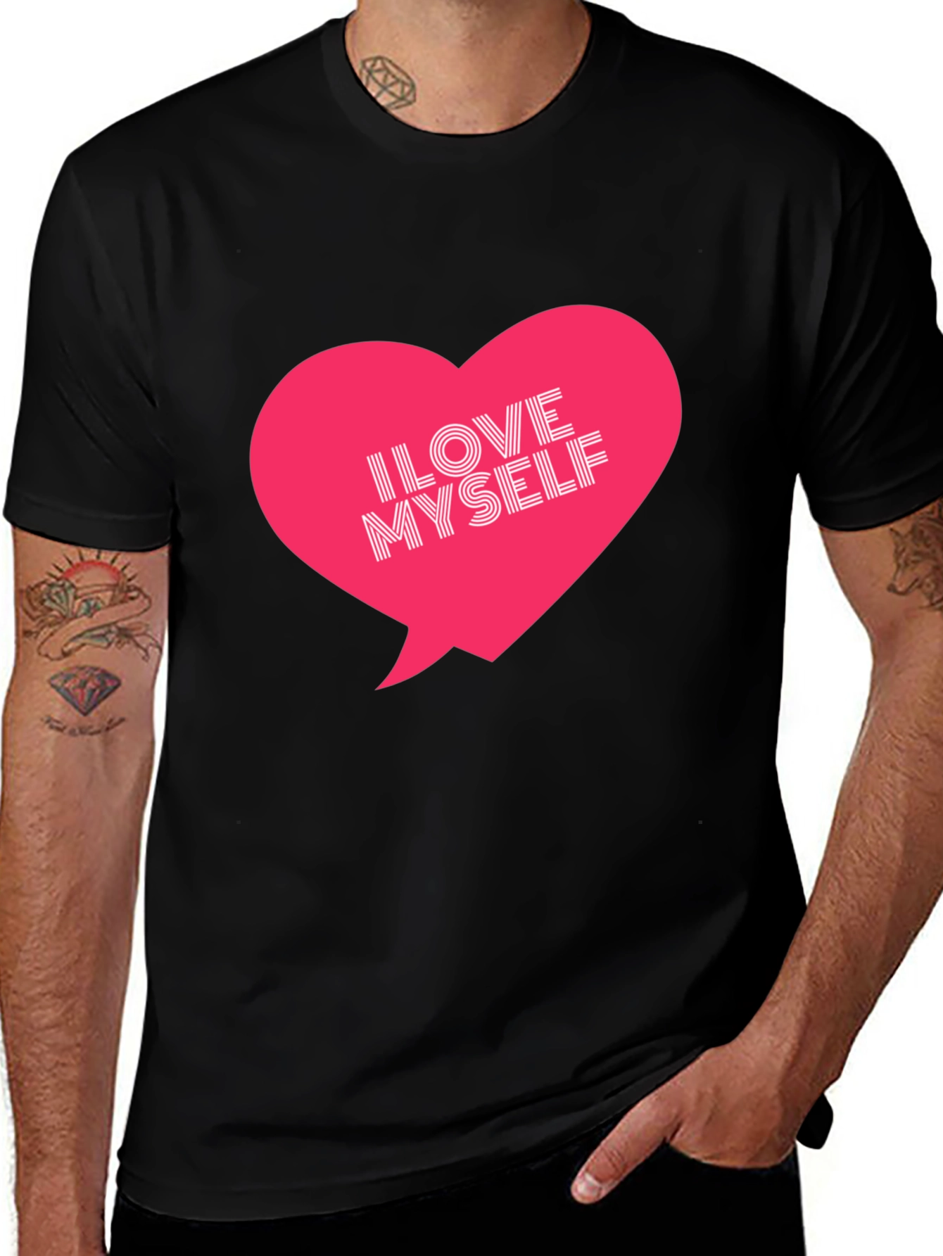 Variant 19 of I Love Myself Heart Graphic Black T-Shirt
