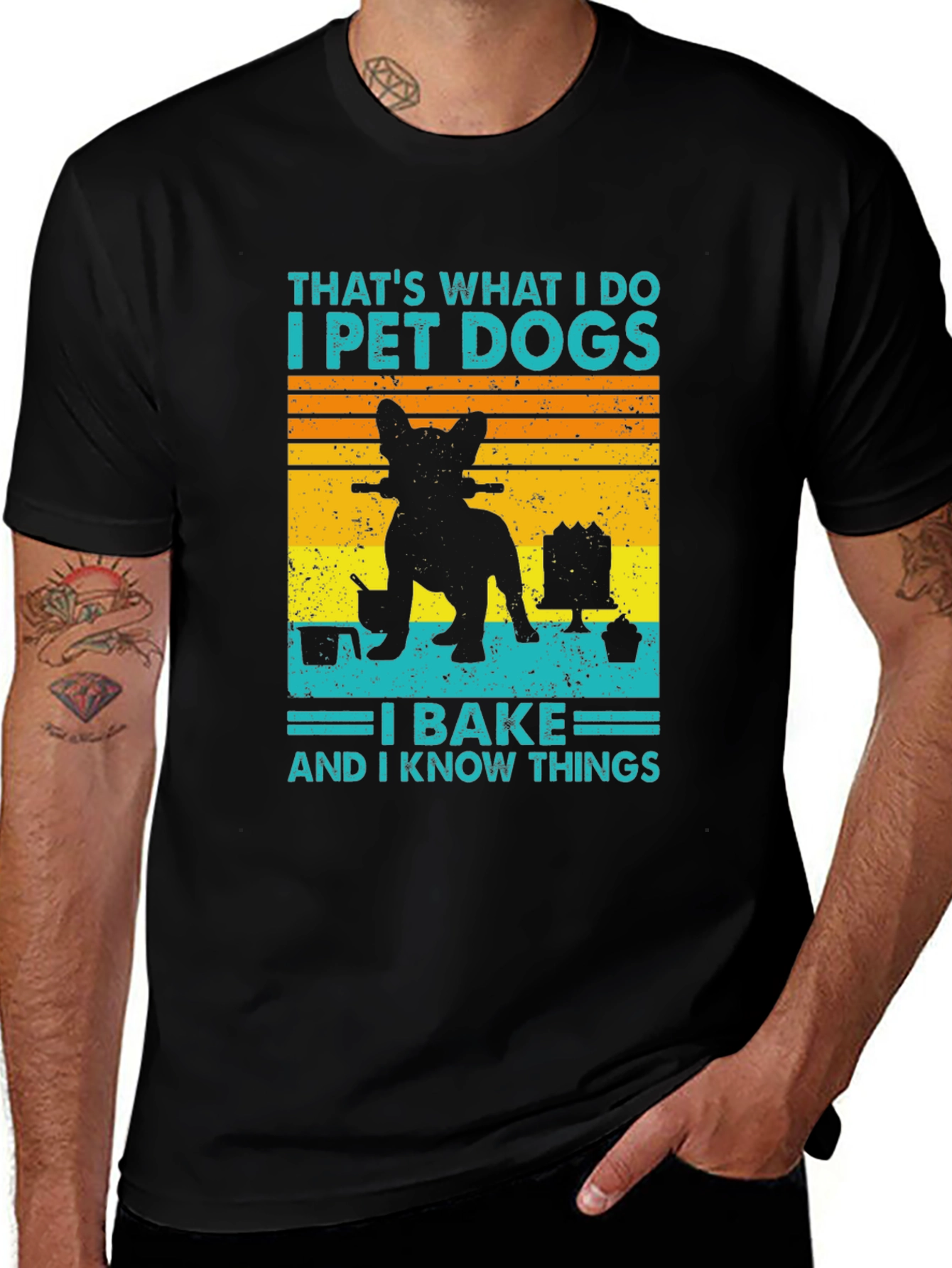 Variant 28 of I Pet Dogs, I Bake - Funny Dog Lover's T-Shirt