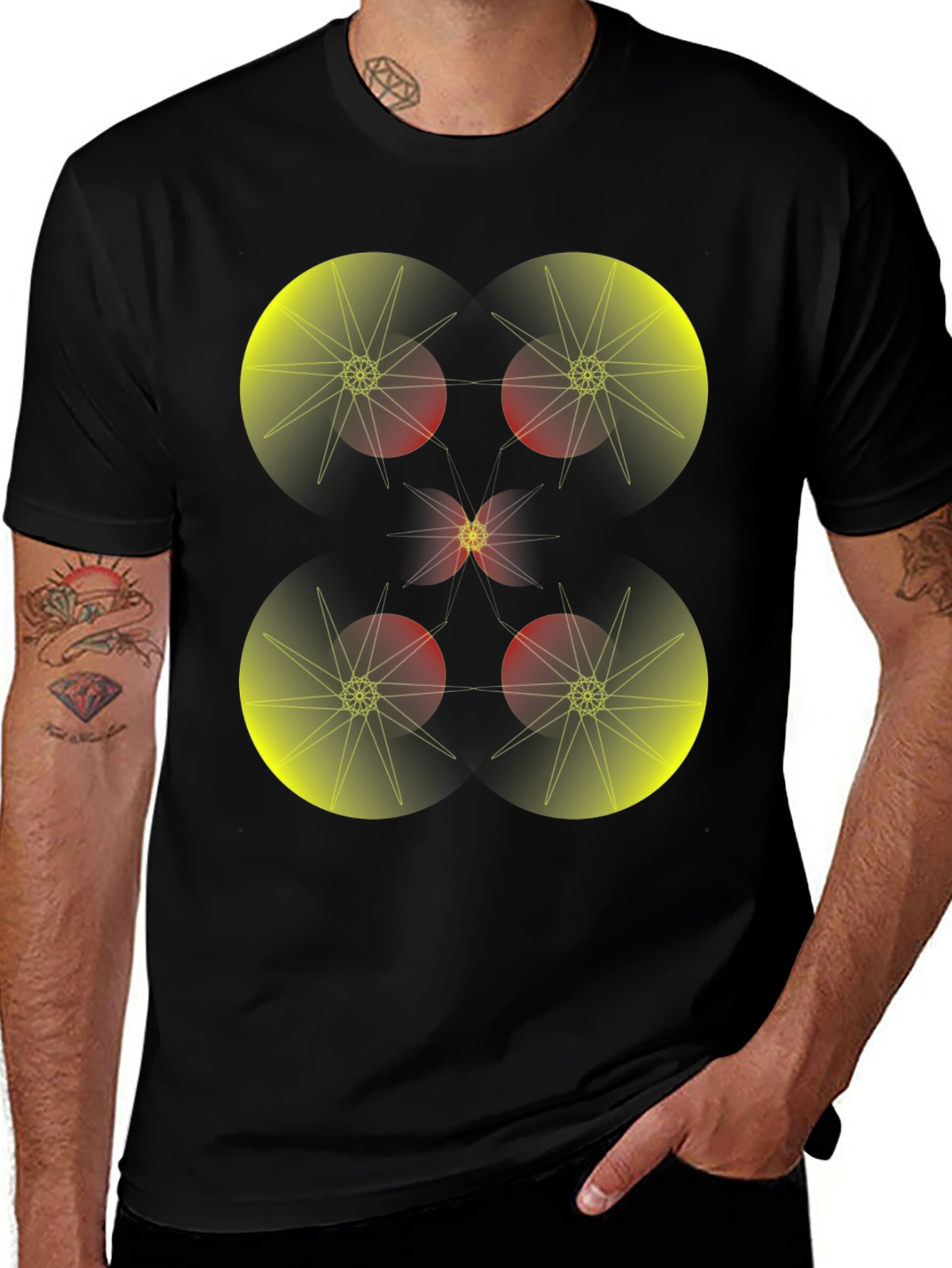 Variant 11 of Geometric Starburst Graphic Tee - Black