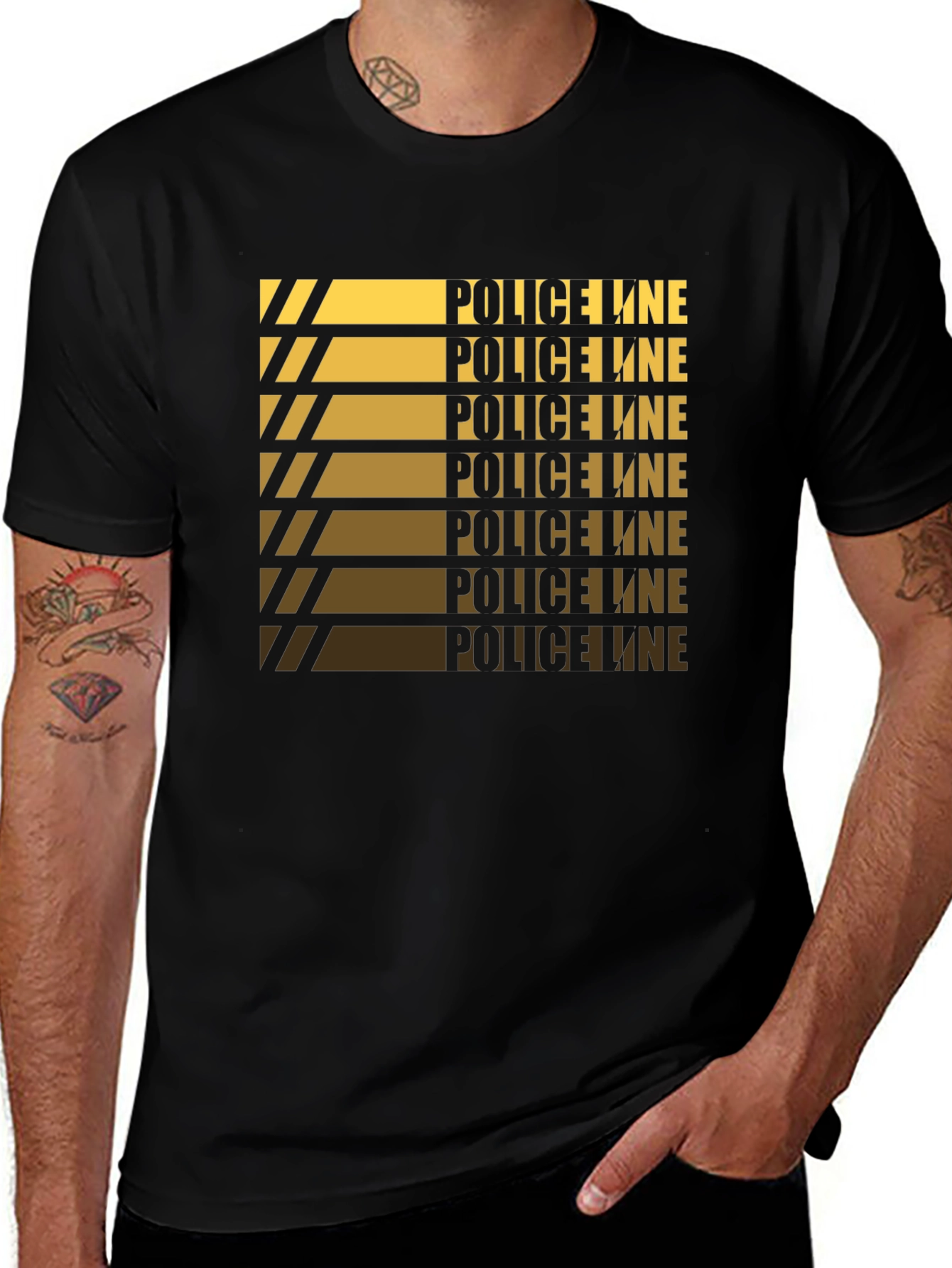 Variant 22 of Police Line Graphic Print Black T-Shirt