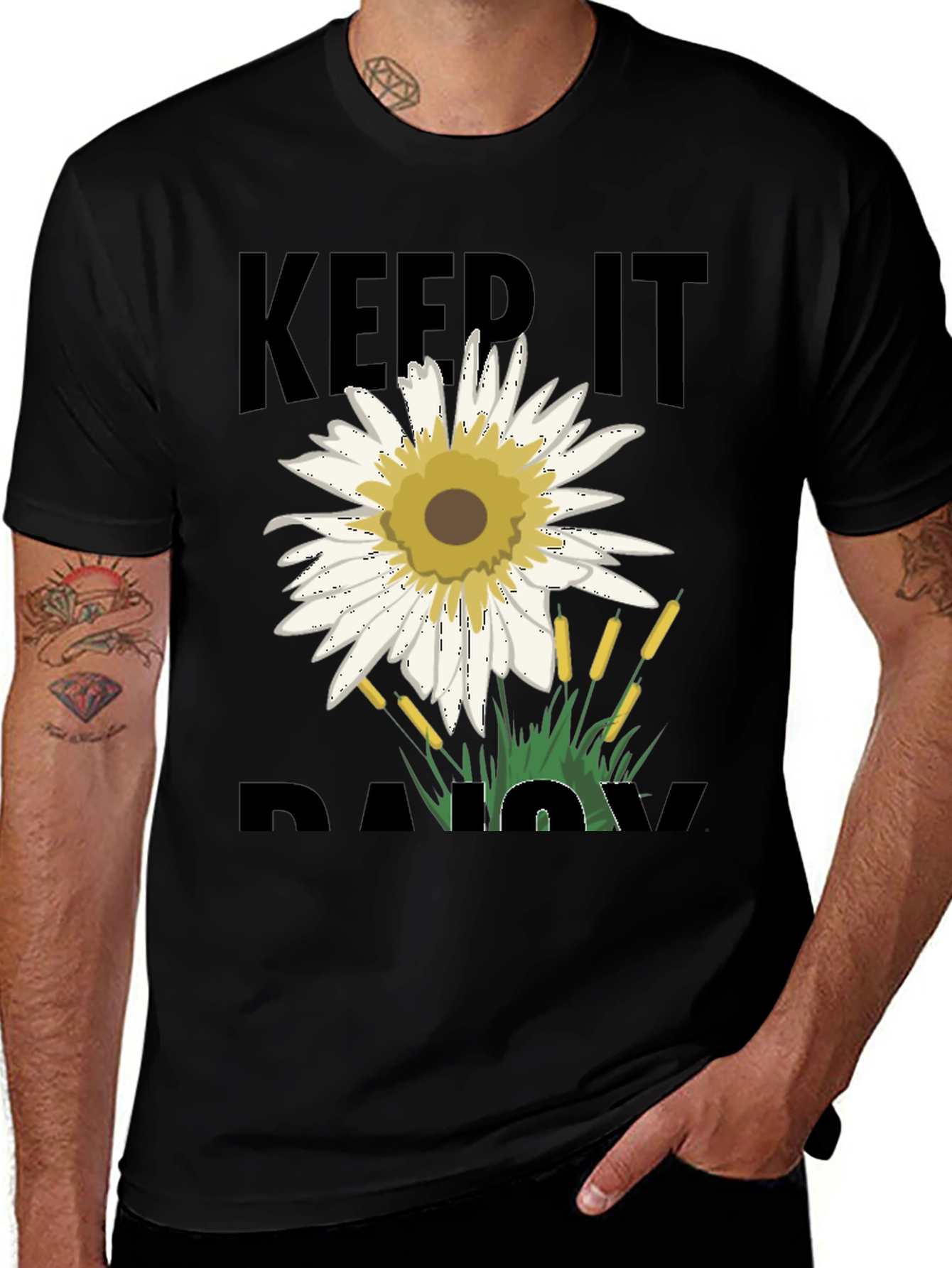 Variant 30 of Keep It Daisy T-Shirt - Black Graphic Tee