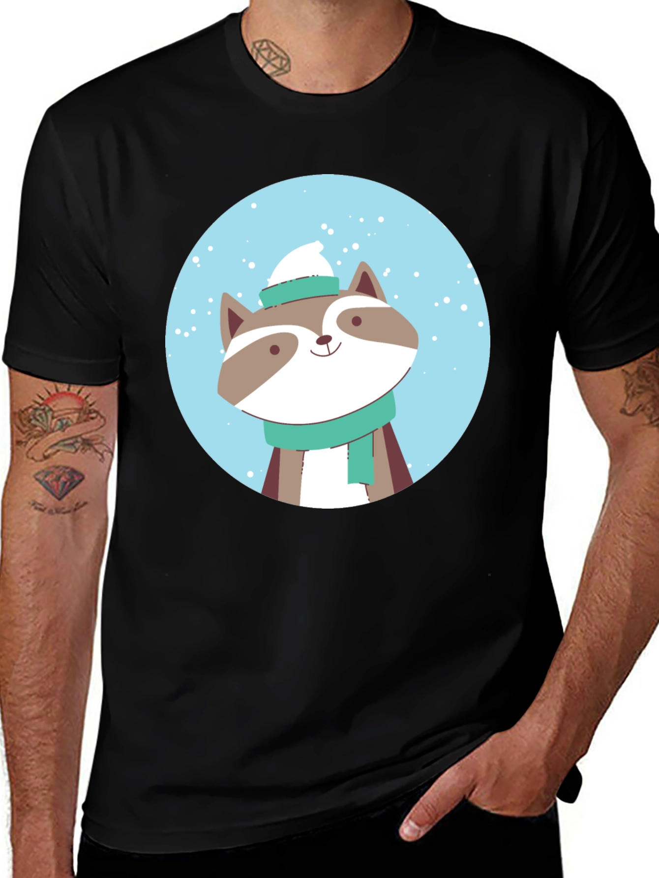 Variant 19 of Cute Winter Raccoon Graphic Tee