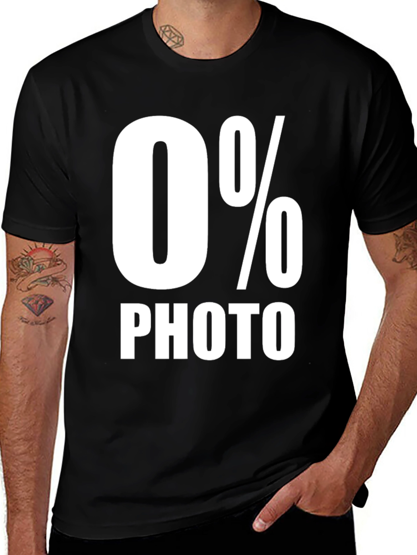 Black Funny 0% Photo Men's Black Graphic Tee main image