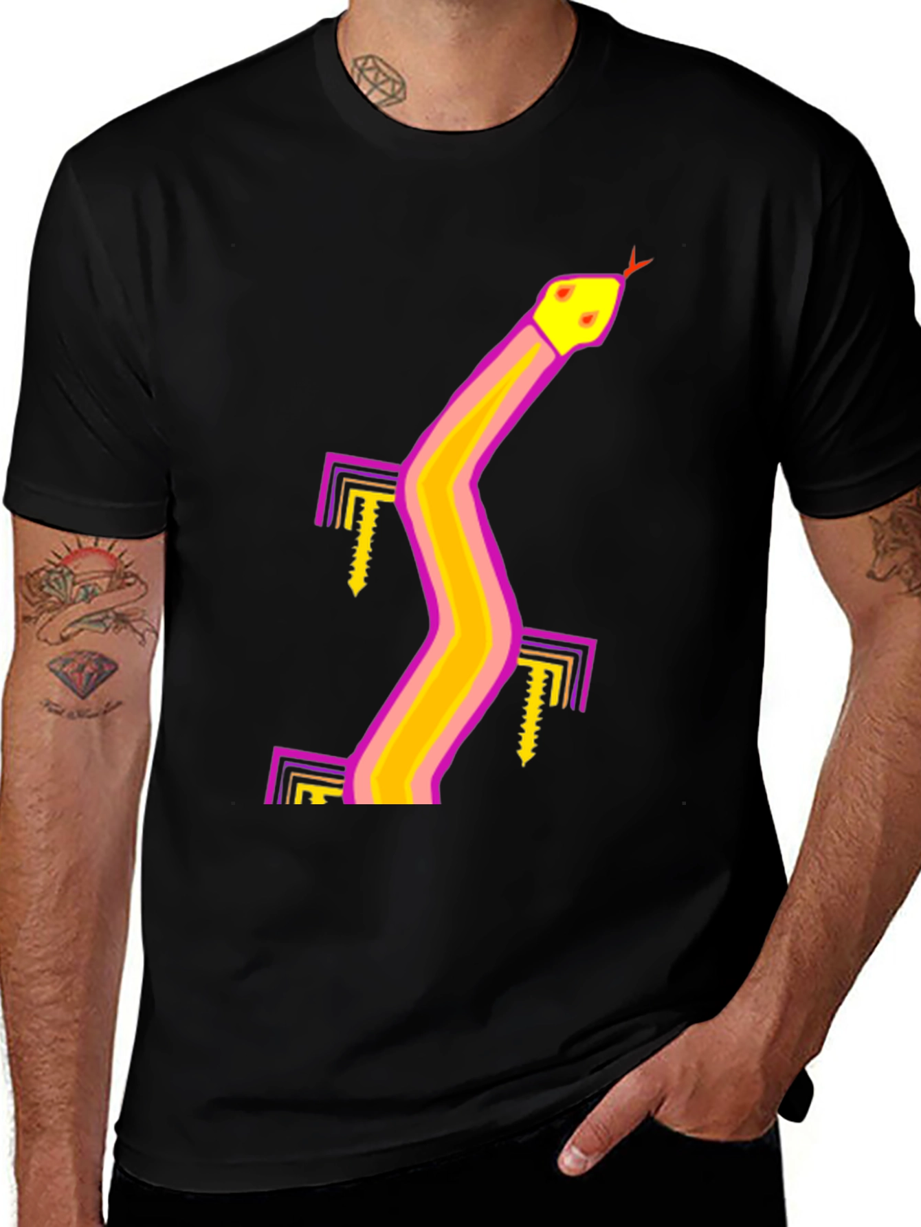 Variant 27 of Retro Snake Graphic Tee - Black