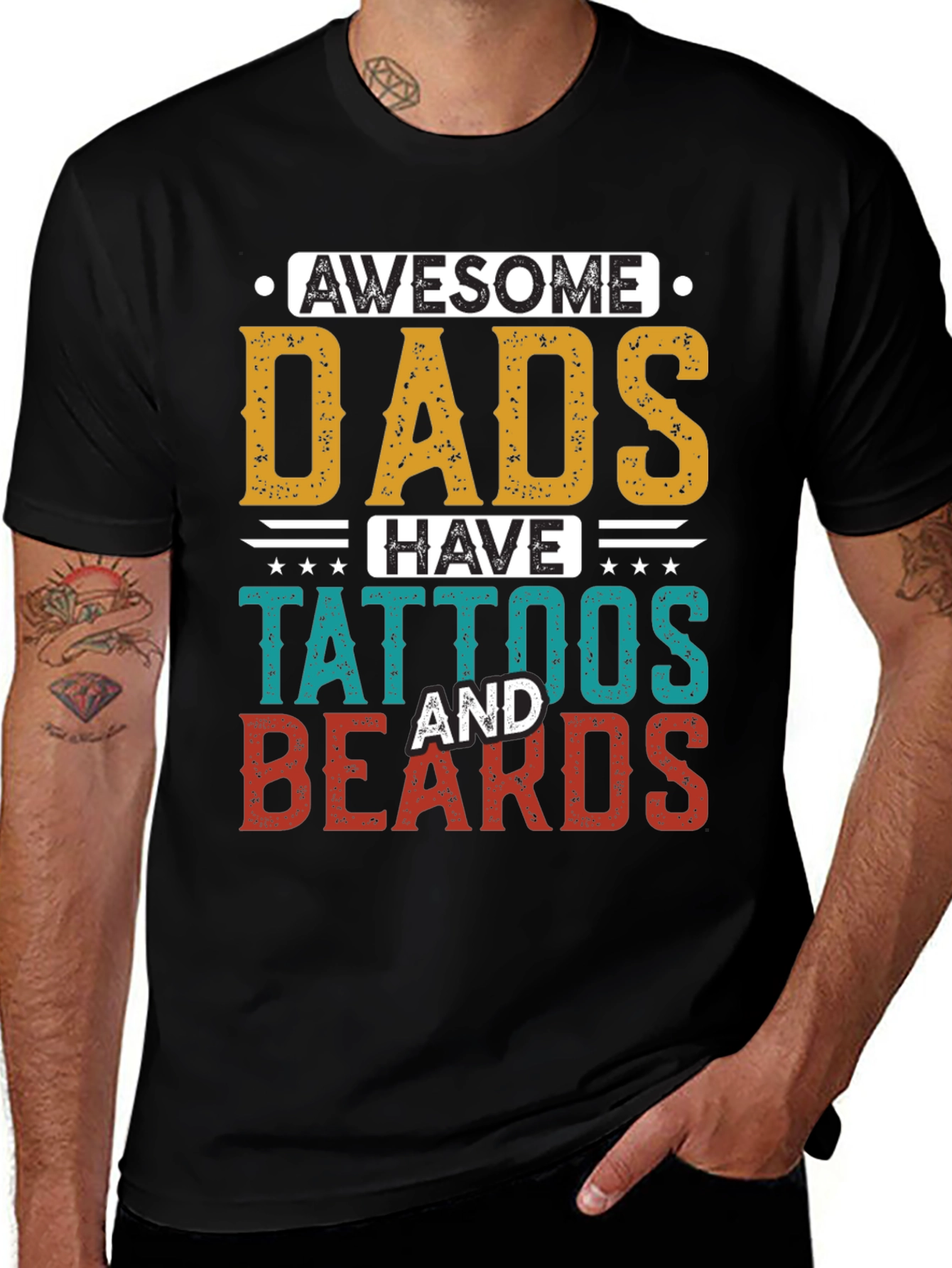Awesome Dads Tattoos & Beards Graphic Tee
