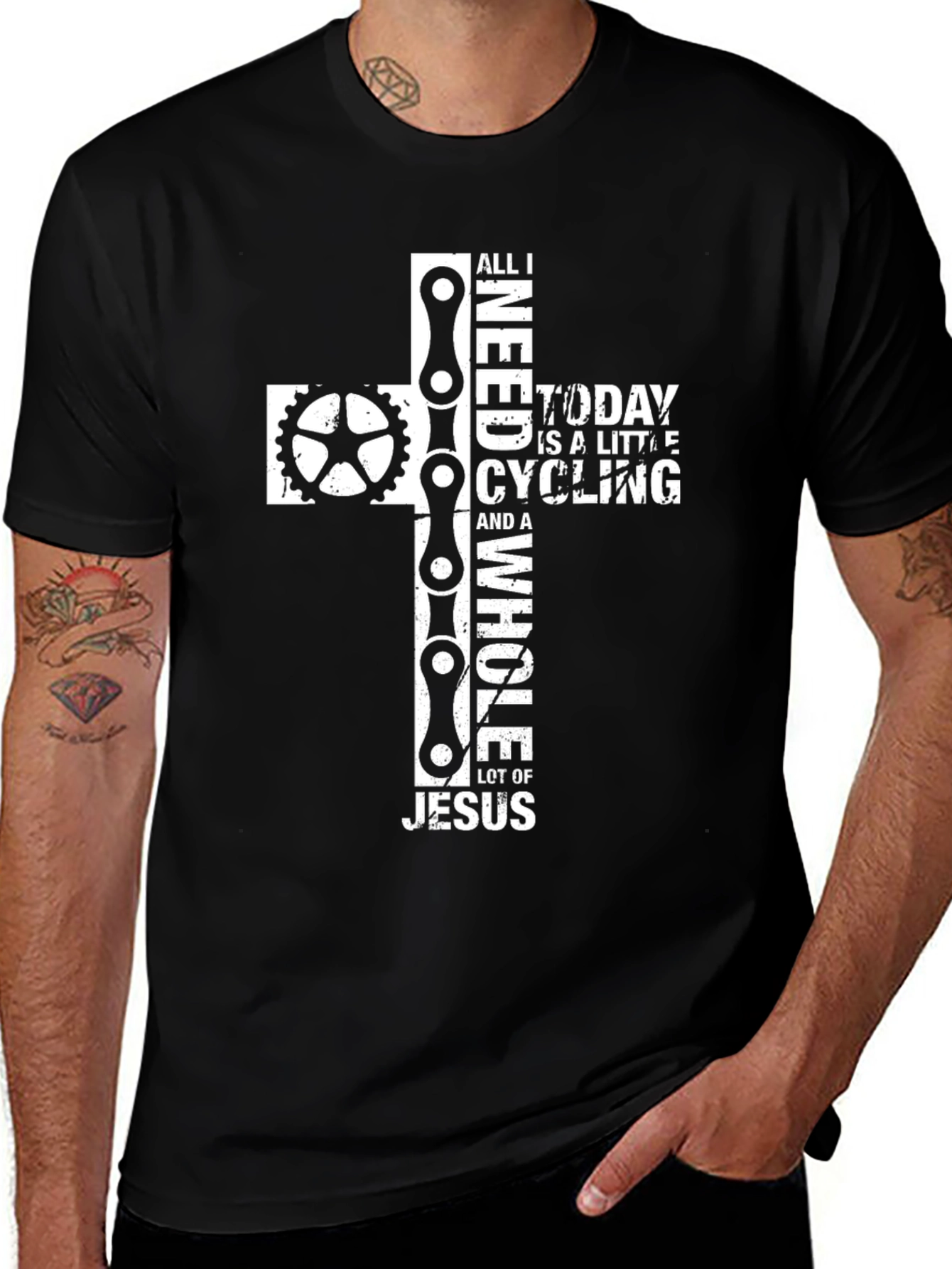 Variant 7 of Cycling & Jesus T-Shirt: Faith-Based Biker Tee