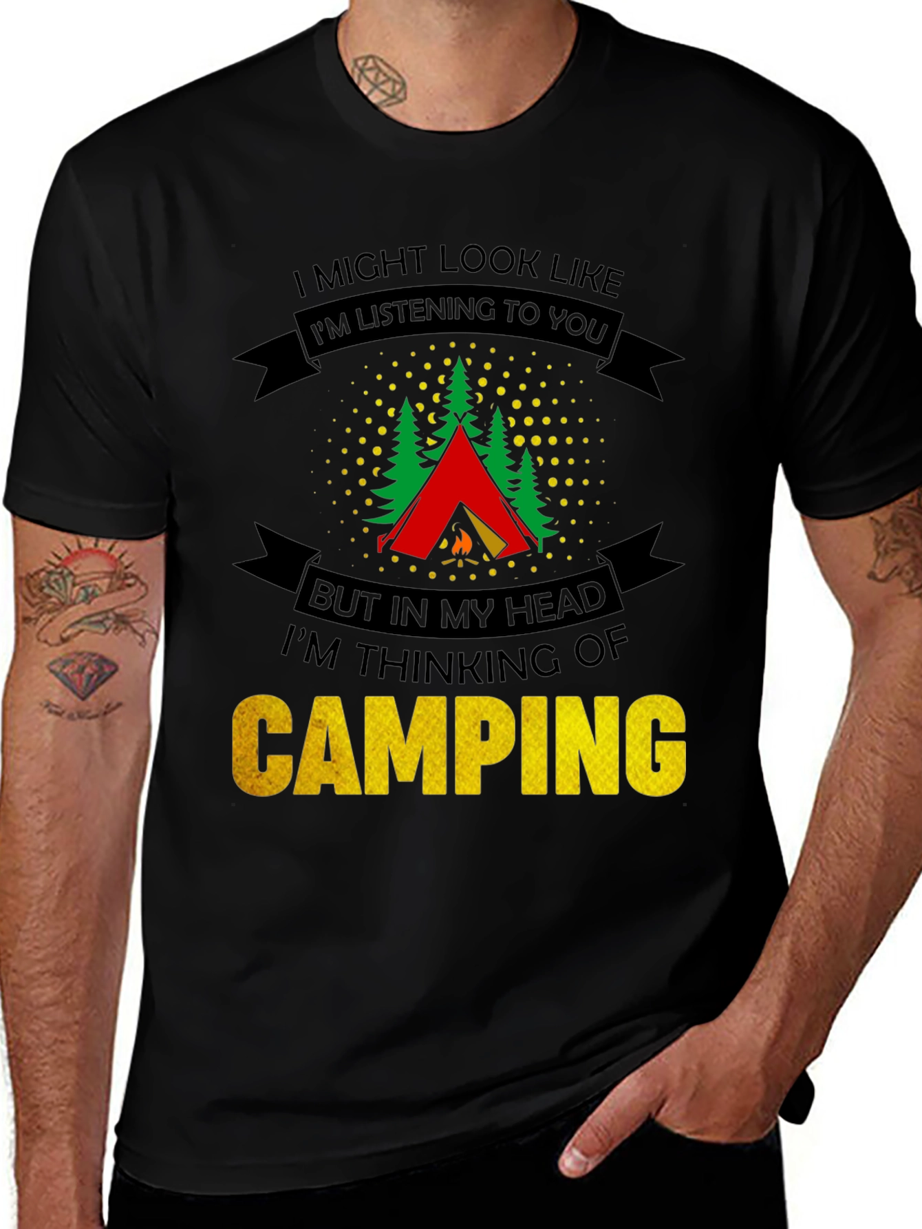 Variant 9 of Camping Thoughts T-Shirt - Funny Outdoor Lover Tee