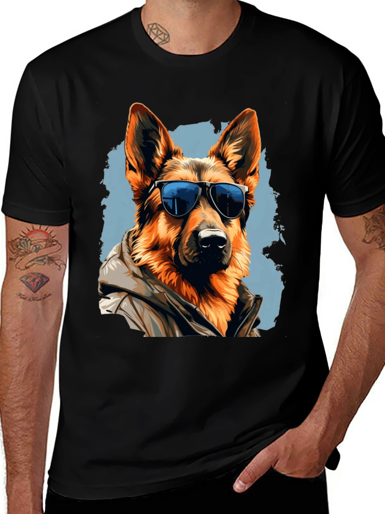 Variant 7 of Cool German Shepherd Dog Graphic T-Shirt