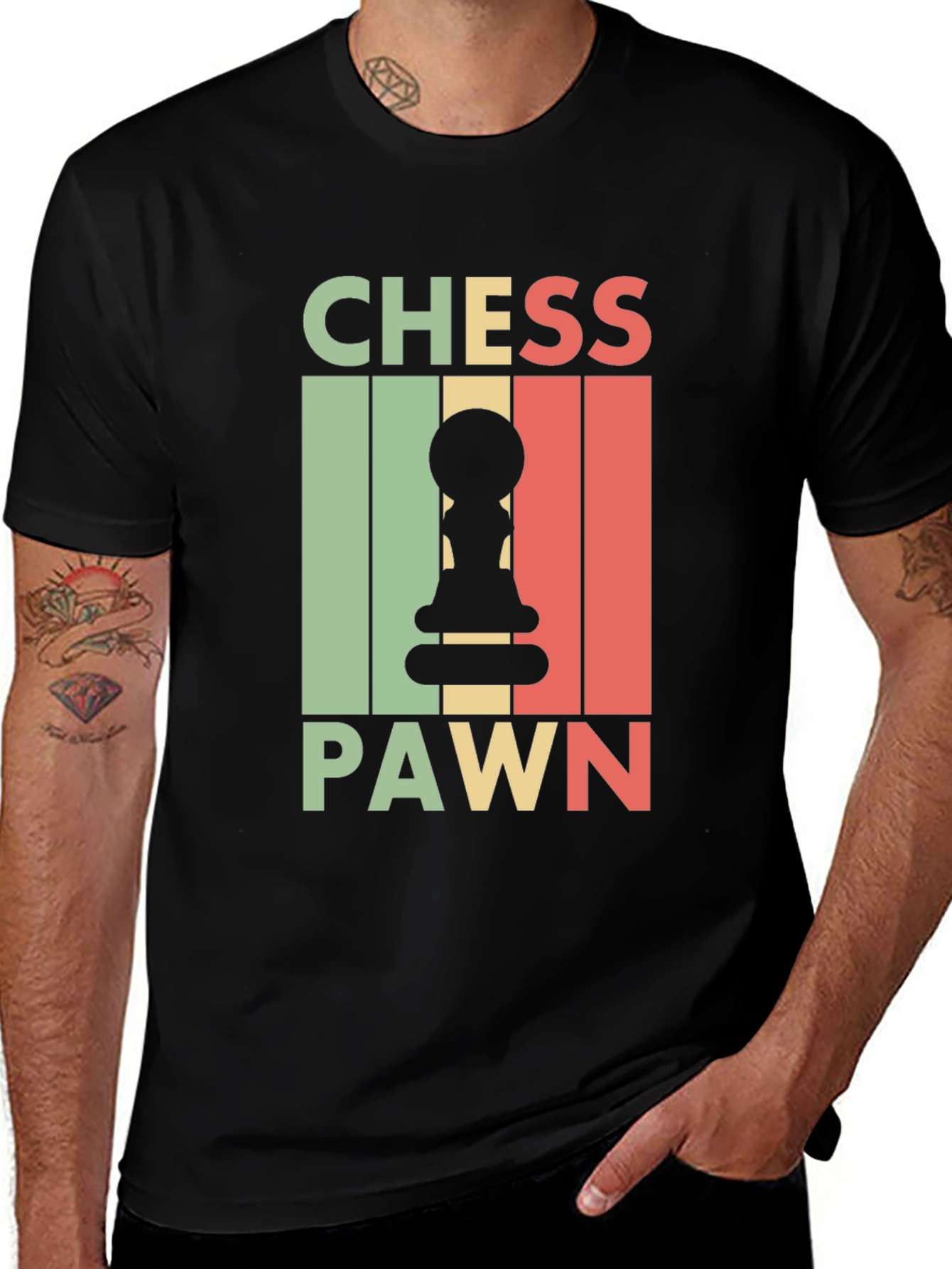 Variant 8 of Chess Pawn Graphic Tee - Black Retro T-Shirt