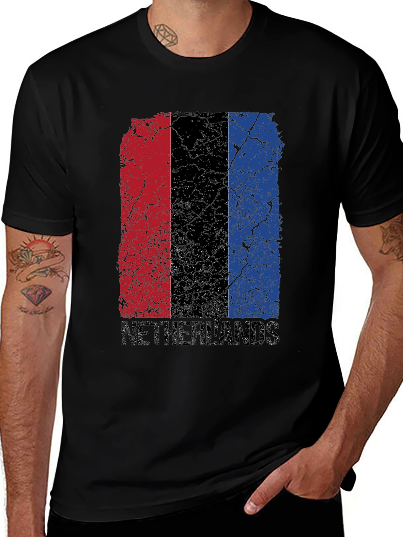 Netherlands Flag Distressed T-Shirt