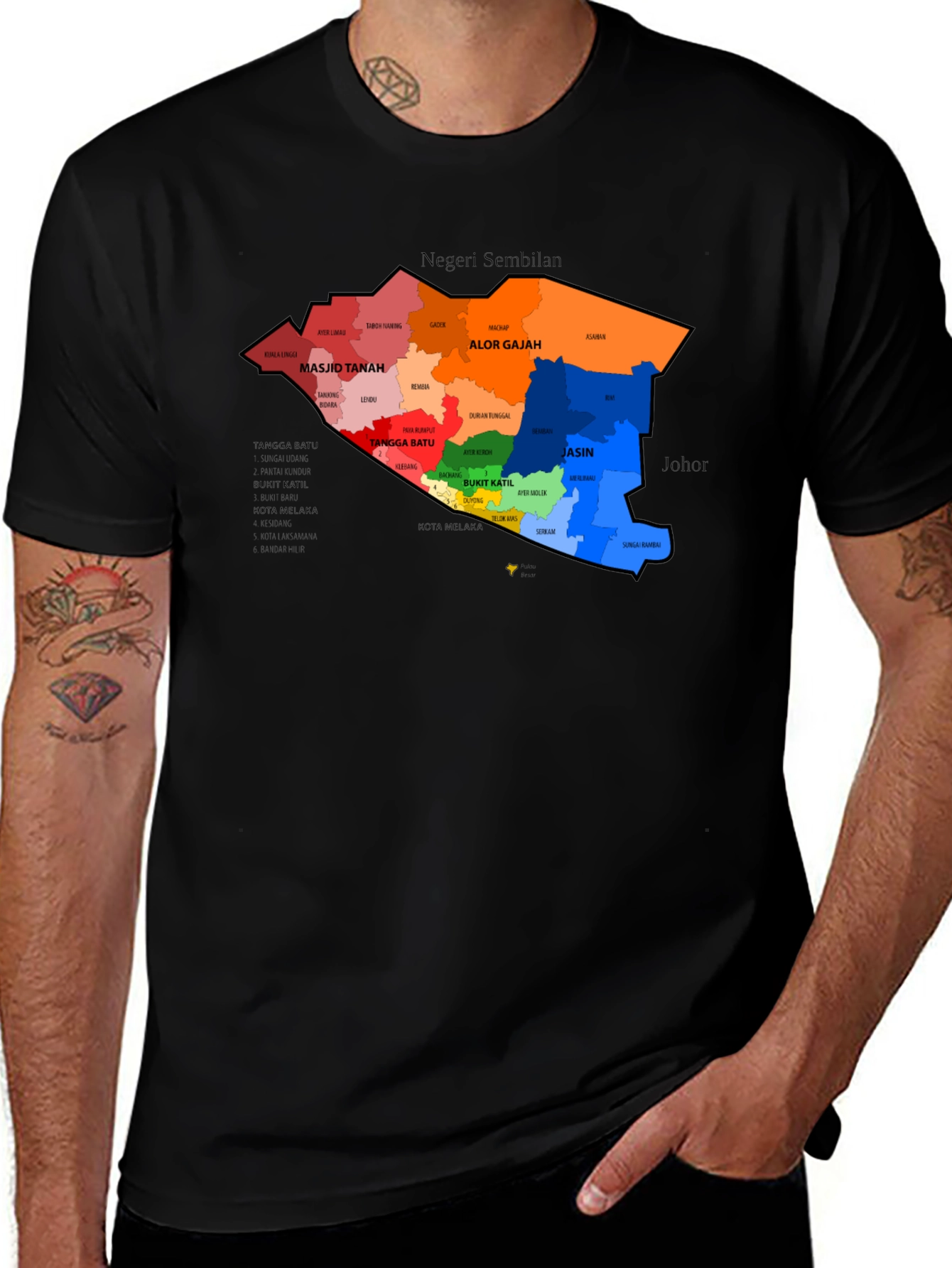 Melaka Map Graphic T-Shirt