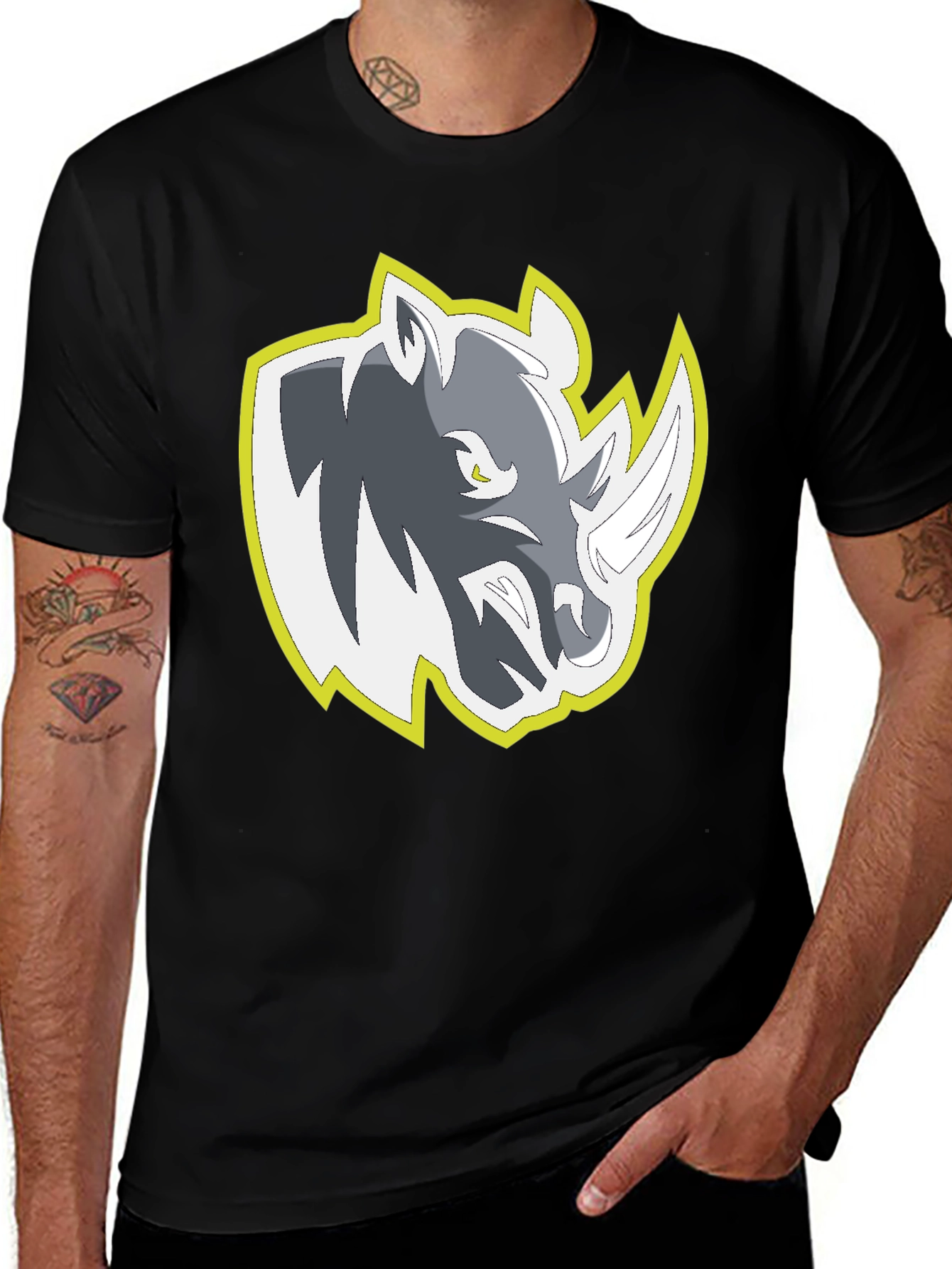 Variant 11 of Rhino Graphic Tee - Black Crew Neck Comfort