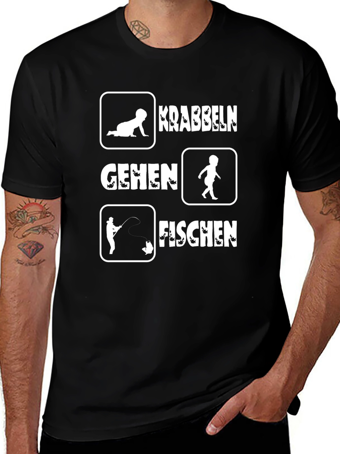 Variant 15 of Funny 'Krabbeln Gehen Fischen' Graphic Tee