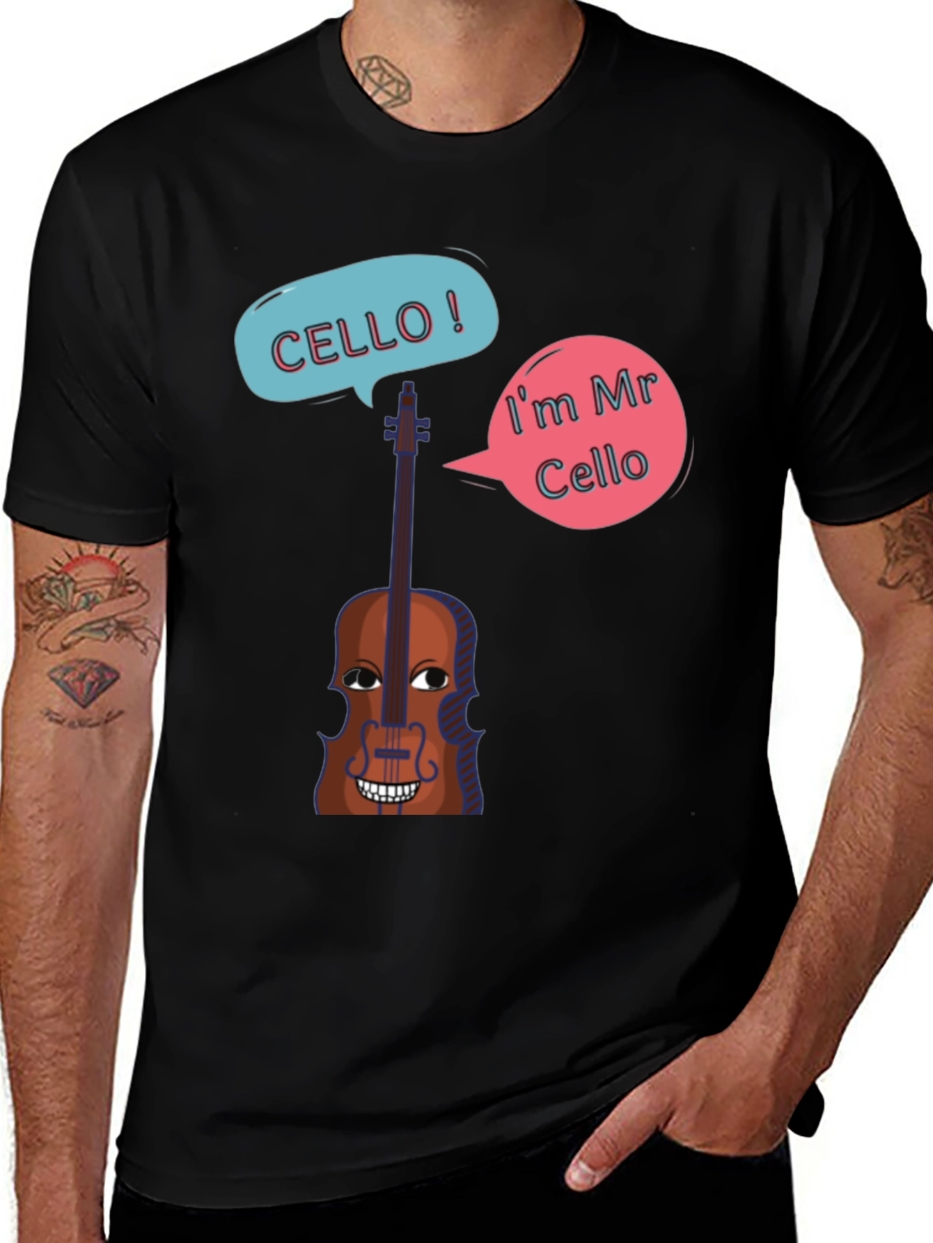 Variant 21 of Funny Cello Cartoon Graphic T-Shirt