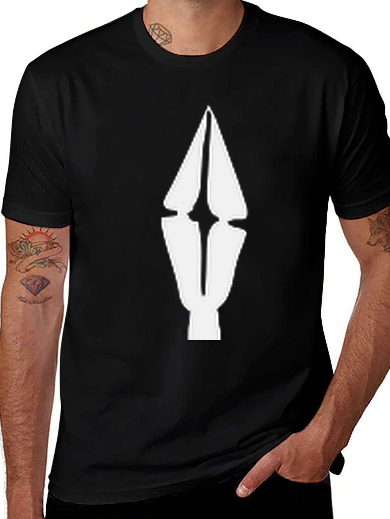 Variant 9 of Abstract Arrow Graphic Tee - Black Cotton Comfort