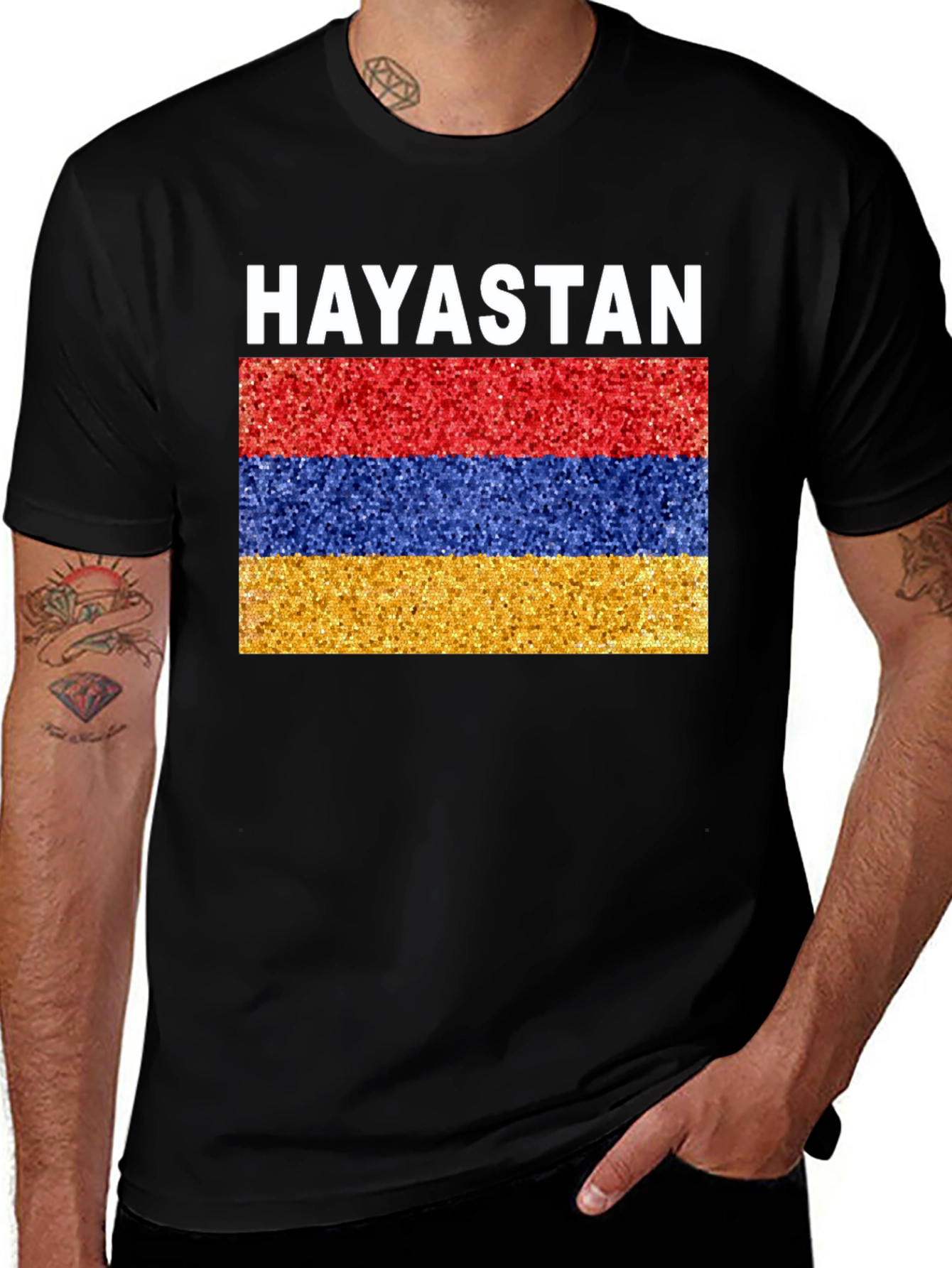 Hayastan Armenia Flag T-Shirt - Mens Black Tee