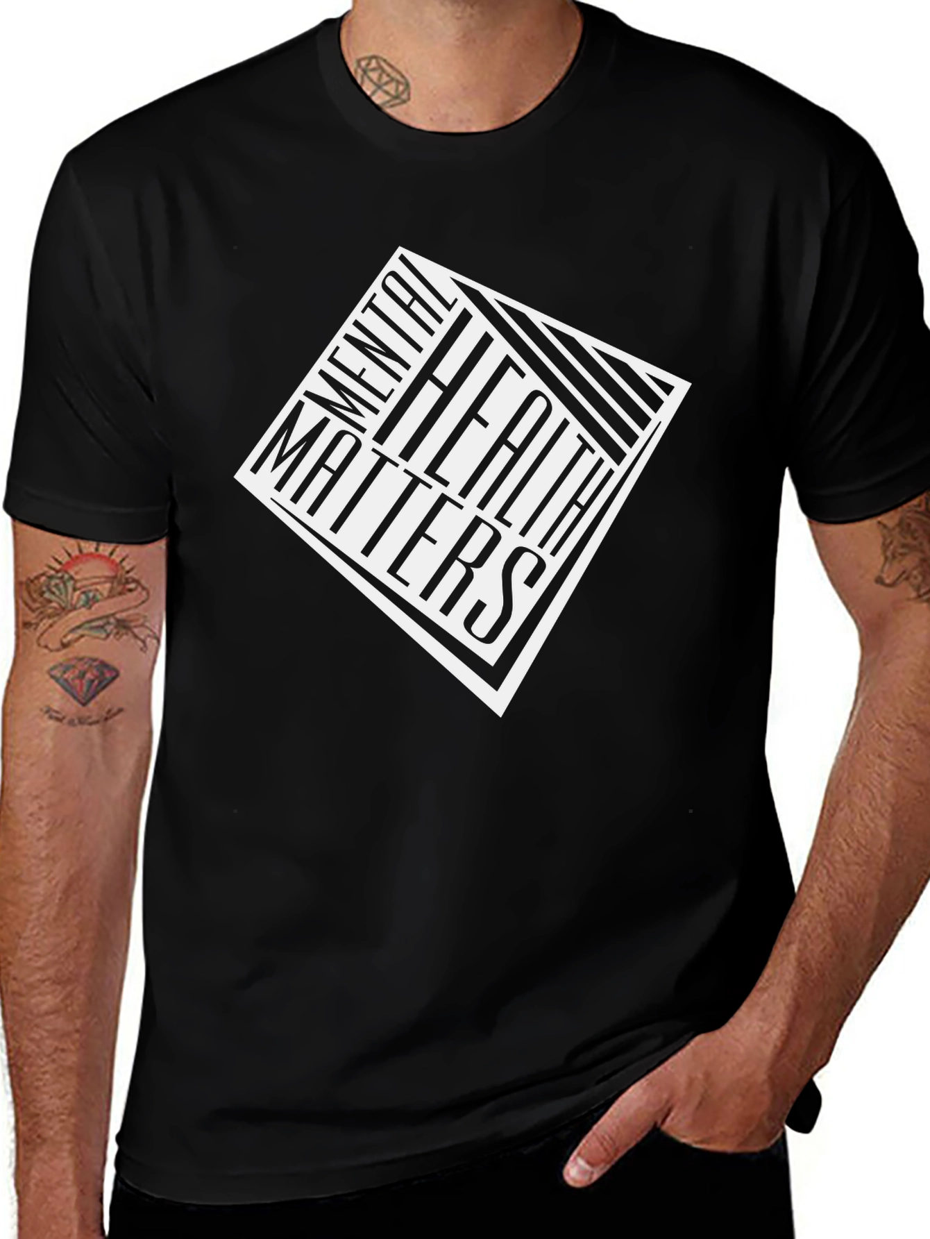 Variant 16 of Mental Health Matters Graphic Tee - Black Cotton T-Shirt