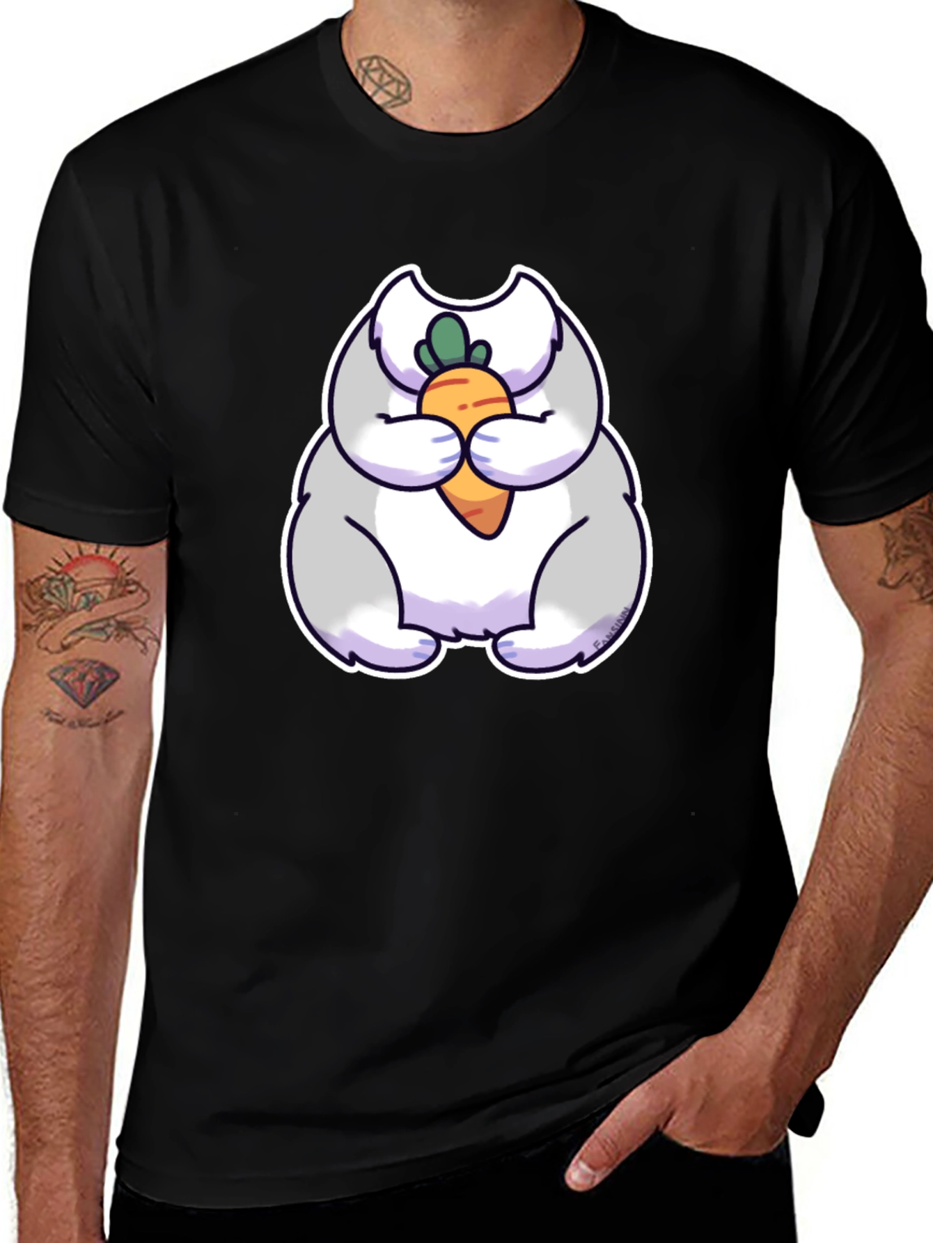 Variant 19 of Cute Rabbit Eating Carrot Graphic Tee