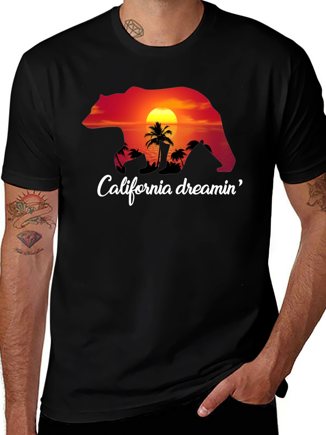 Black California Dreamin' Bear Graphic Tee main image