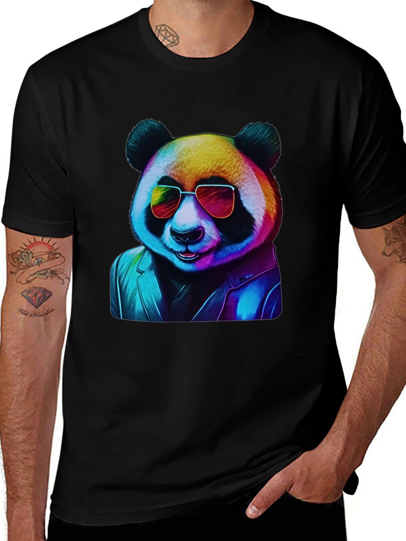 Variant 19 of Cool Panda Graphic Tee - Black T-Shirt