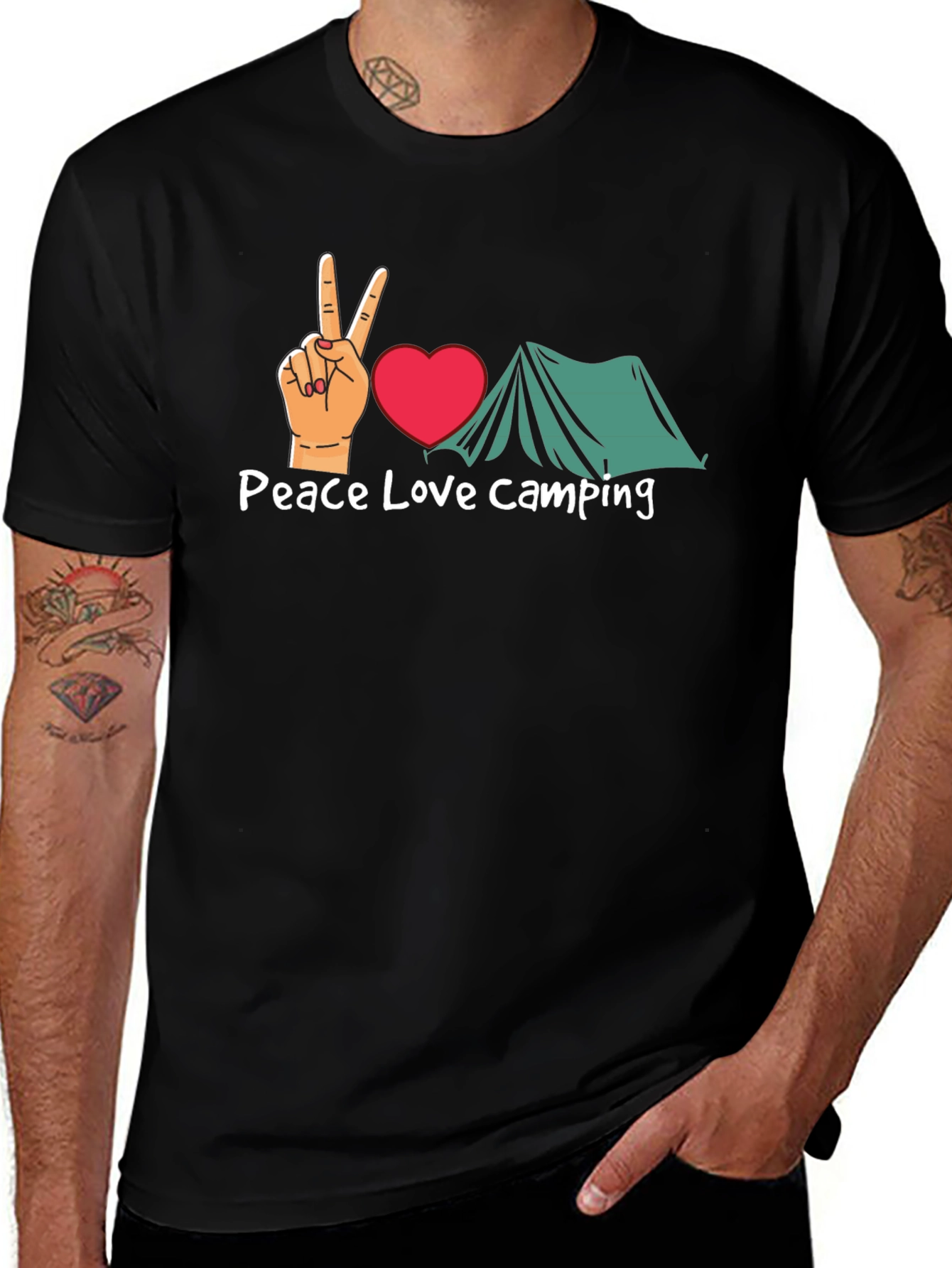 Variant 20 of Peace Love Camping Graphic T-Shirt - Black