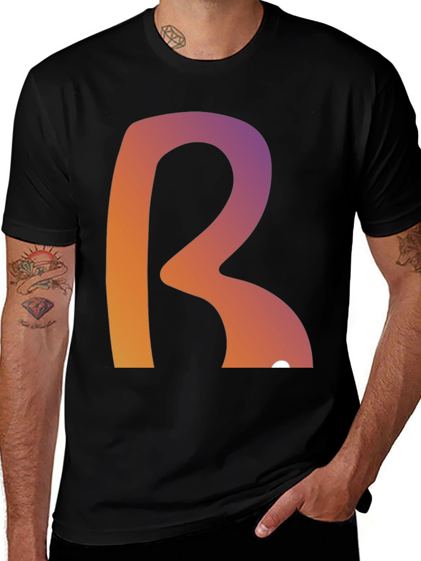 Gradient R Graphic Tee - Modern Casual Style