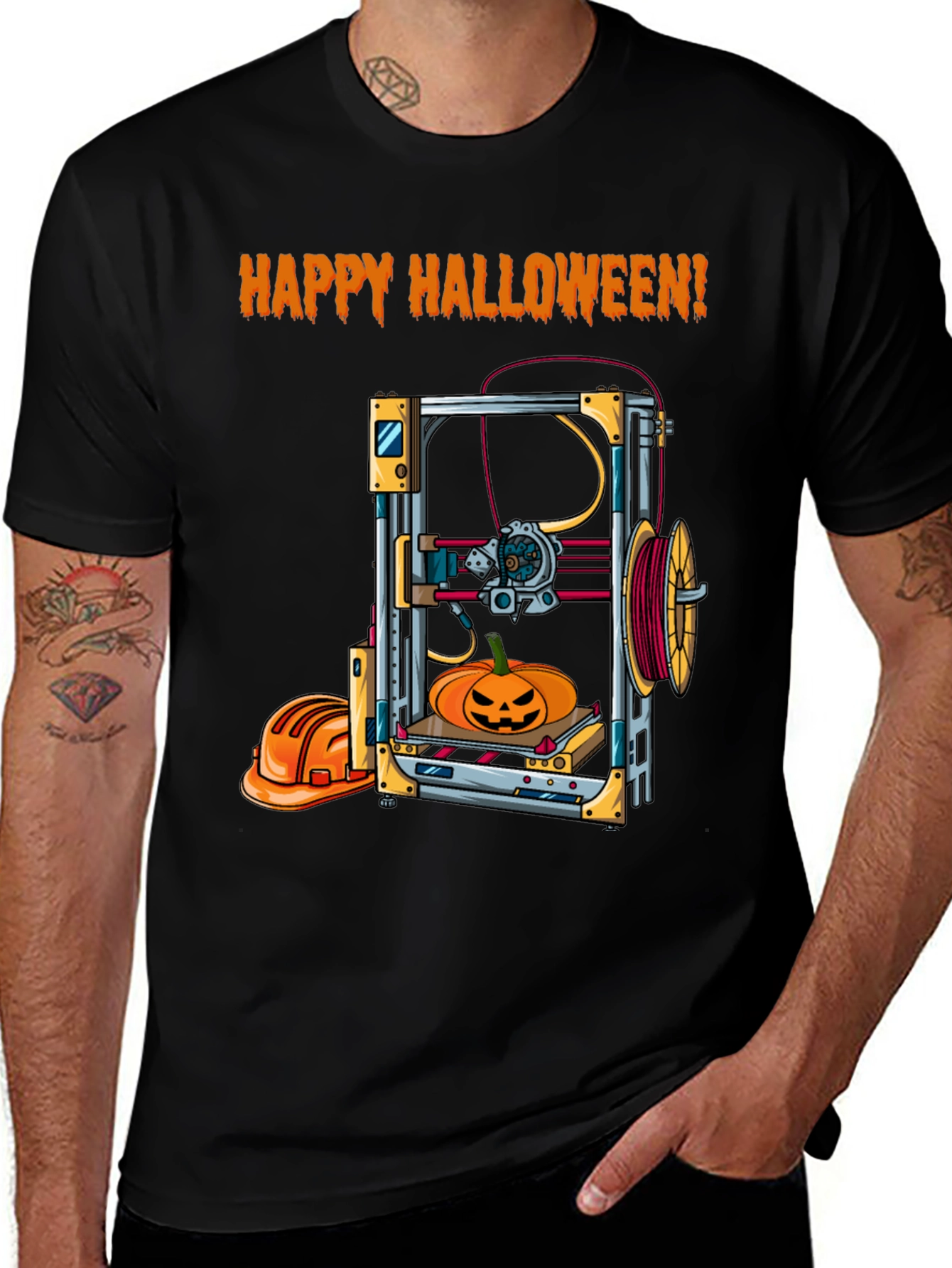 Black Happy Halloween 3D Printing T-Shirt main image