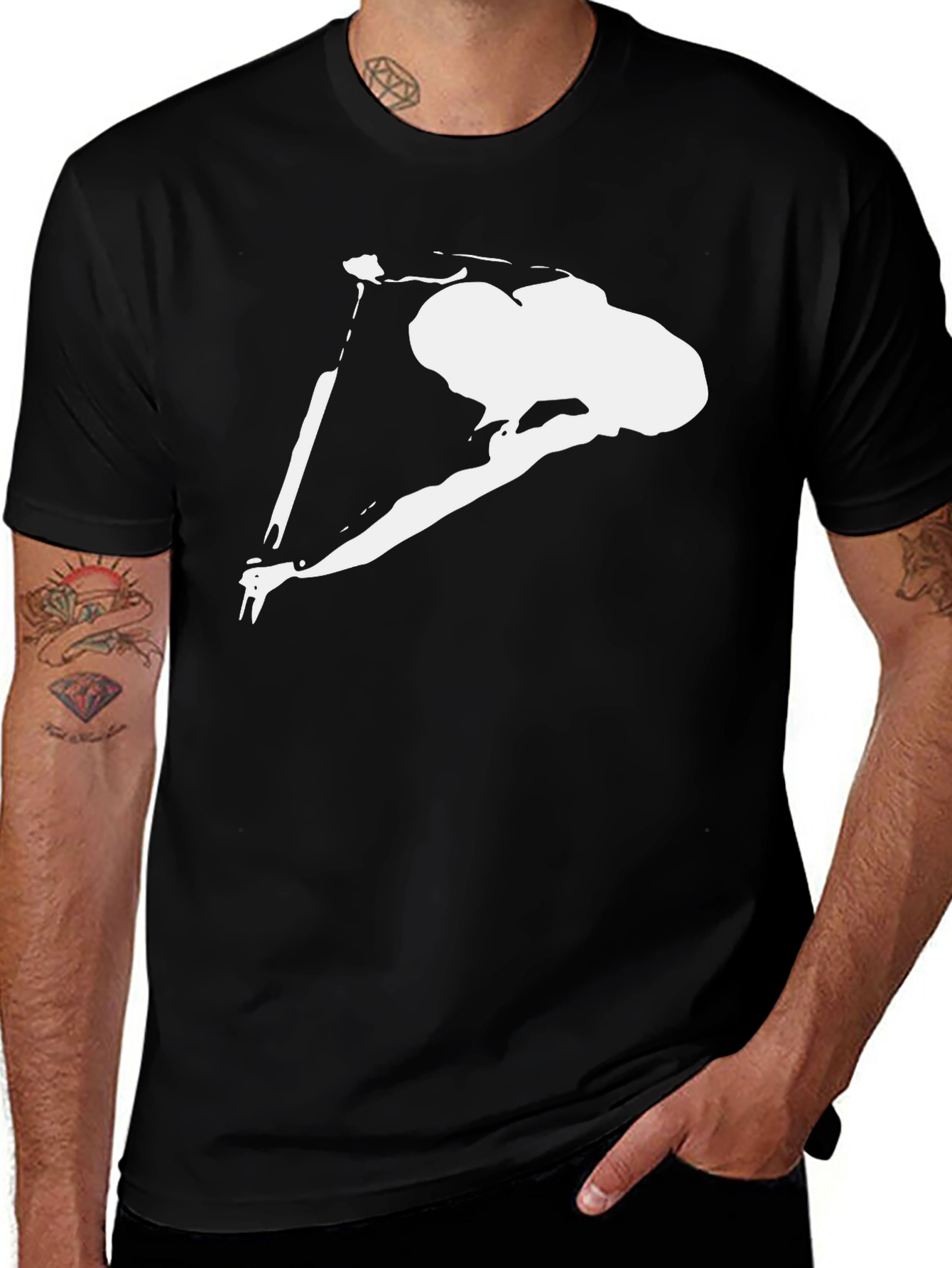 Black Tee with Skateboarder Graphic