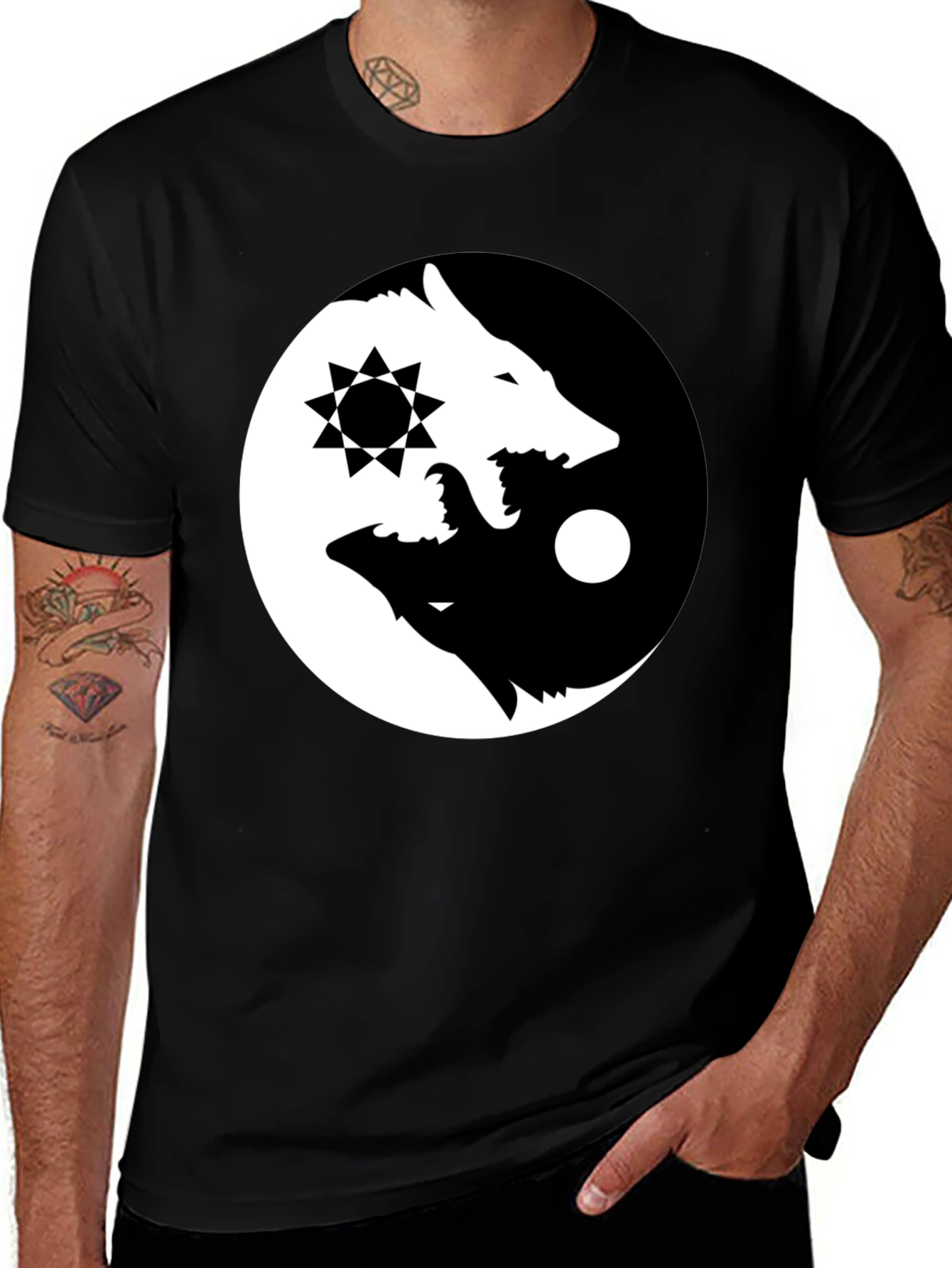 Variant 15 of Yin Yang Wolves Black T-Shirt
