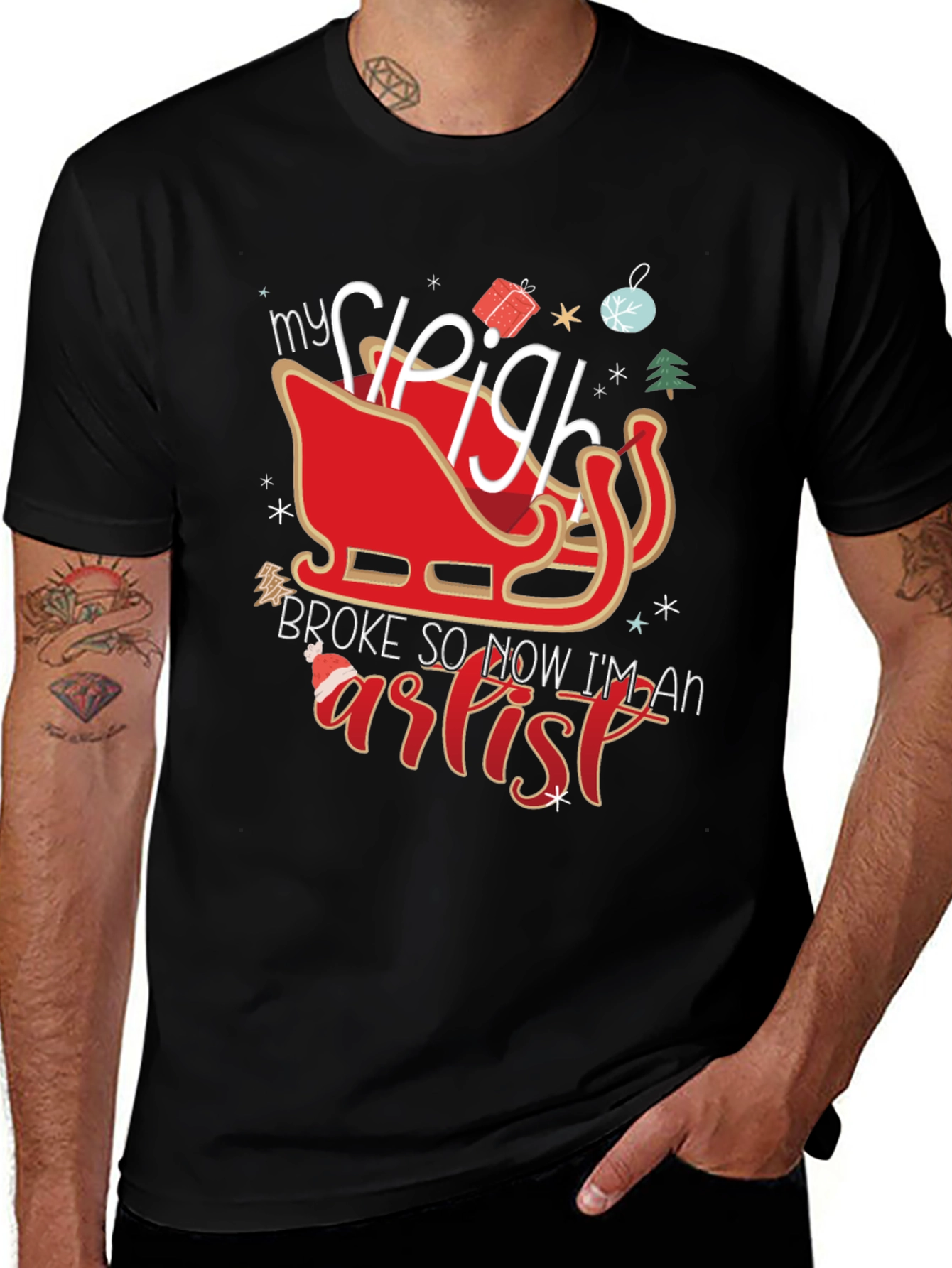 My Sleigh Broke Artist Graphic Tee
