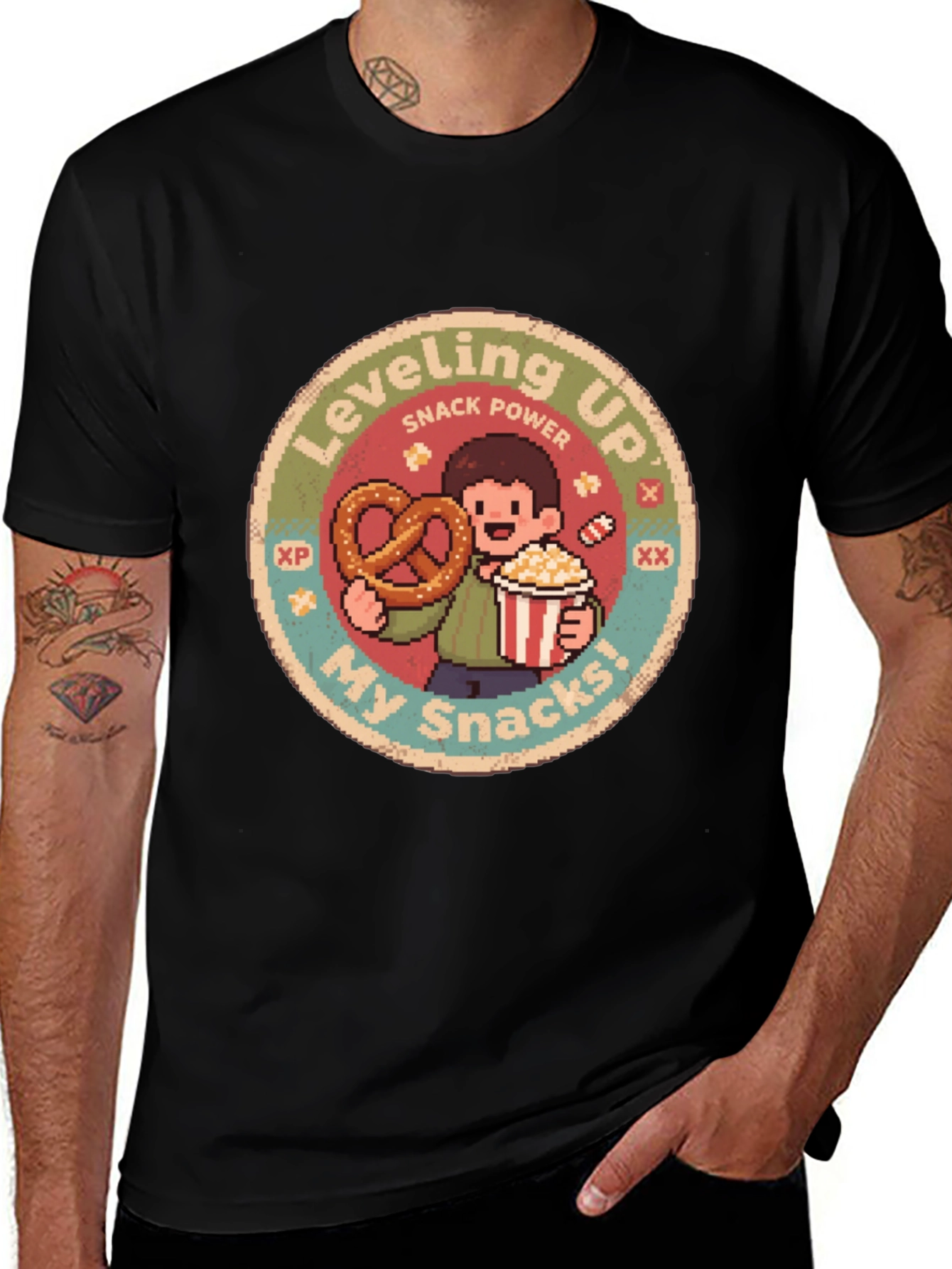 Variant 17 of Leveling Up My Snacks T-Shirt - Gamer Style