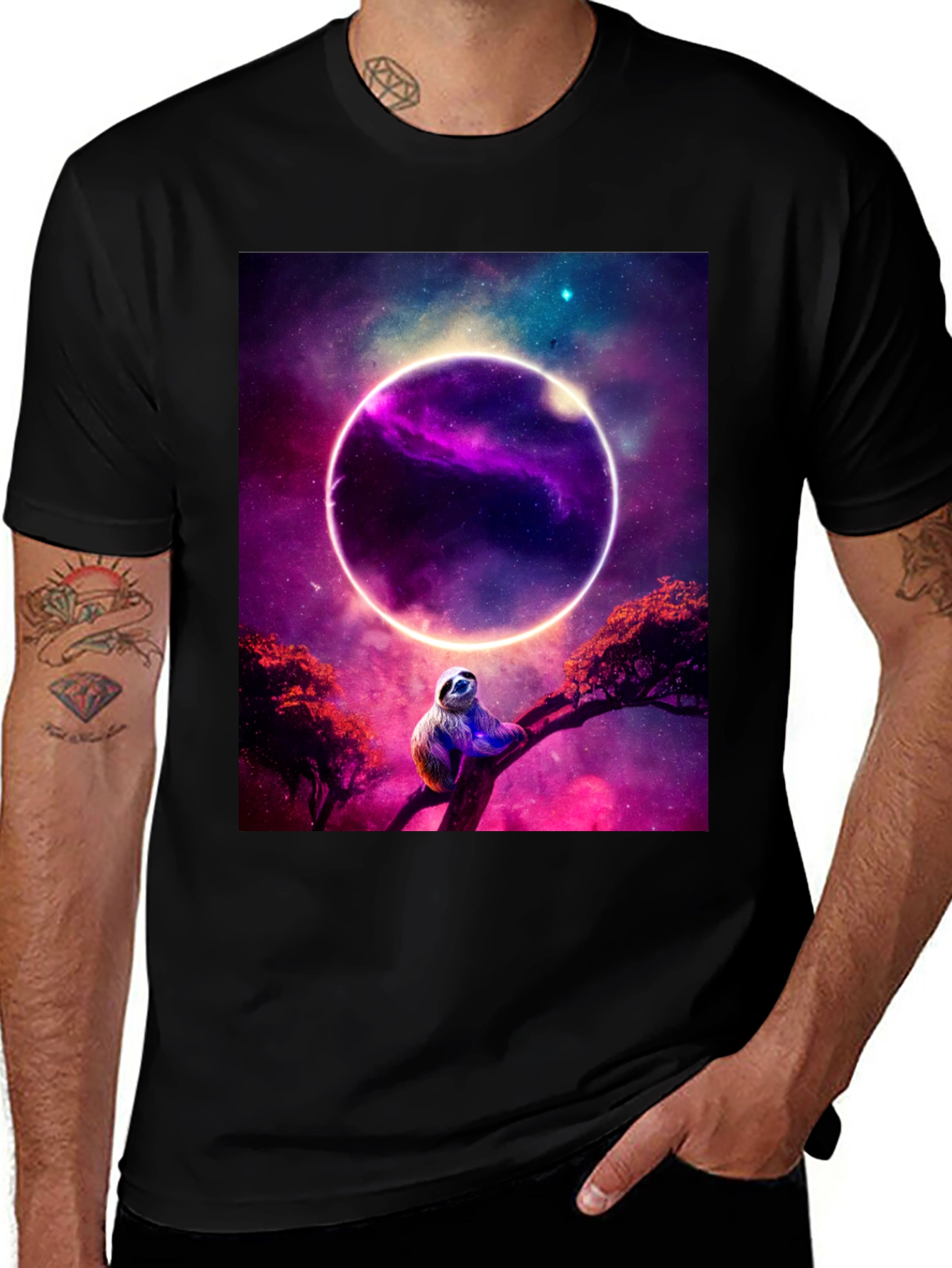 Variant 6 of Sloth in Space T-Shirt - Cosmic Sloth Tee