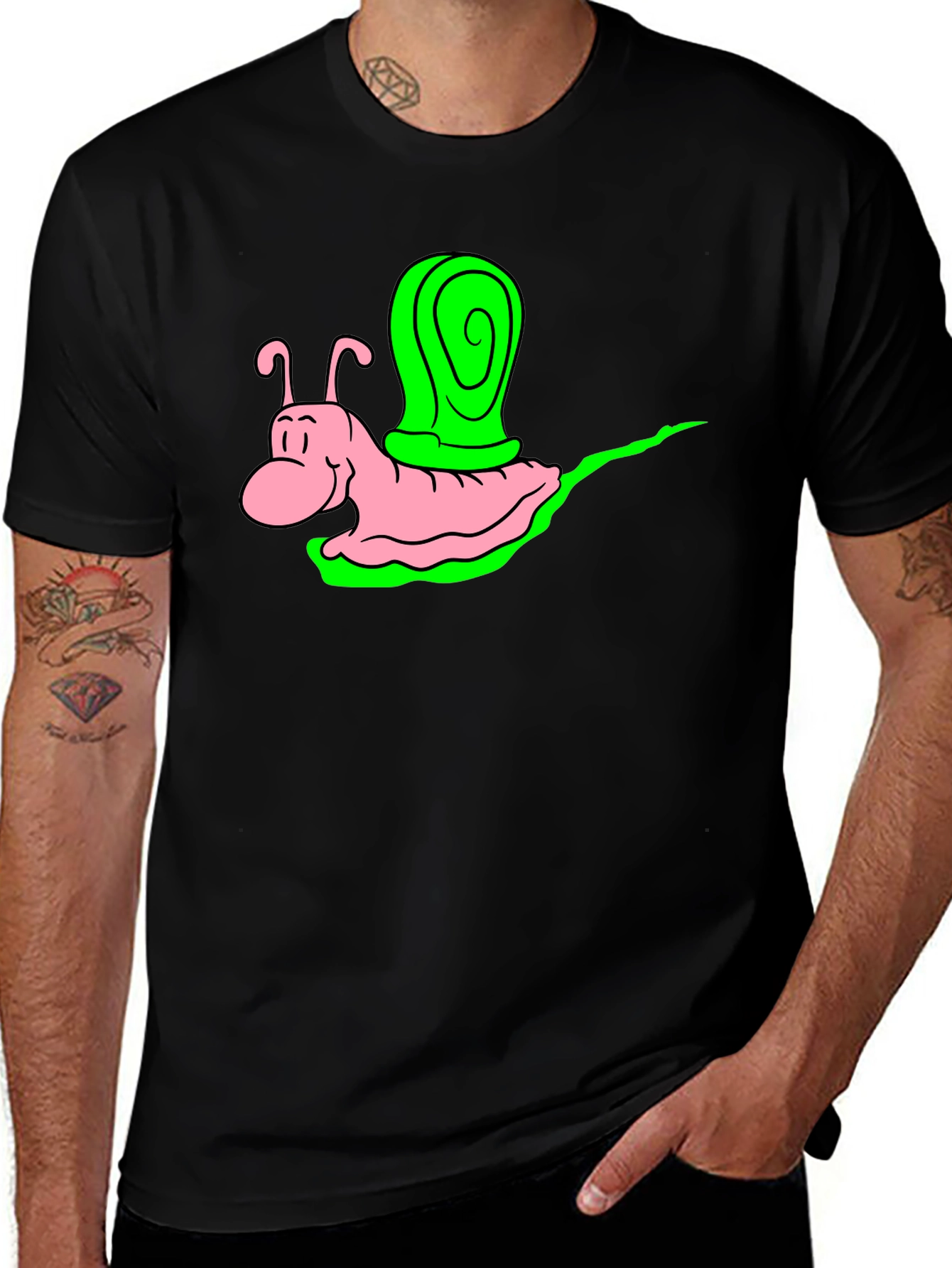 Variant 7 of Cartoon Snail Graphic Tee - Black Unisex Shirt