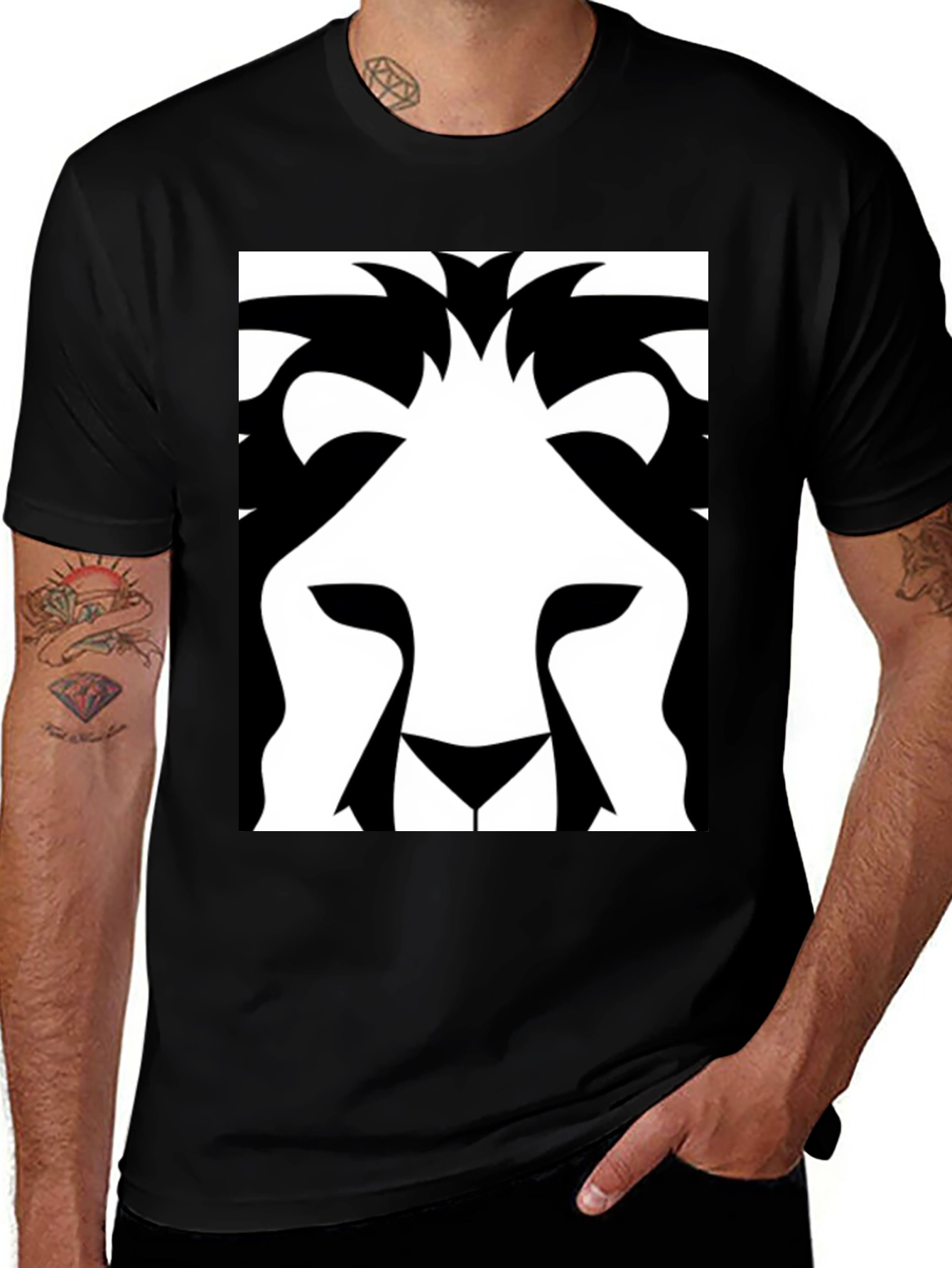 Variant 20 of Lion Graphic Black T-Shirt