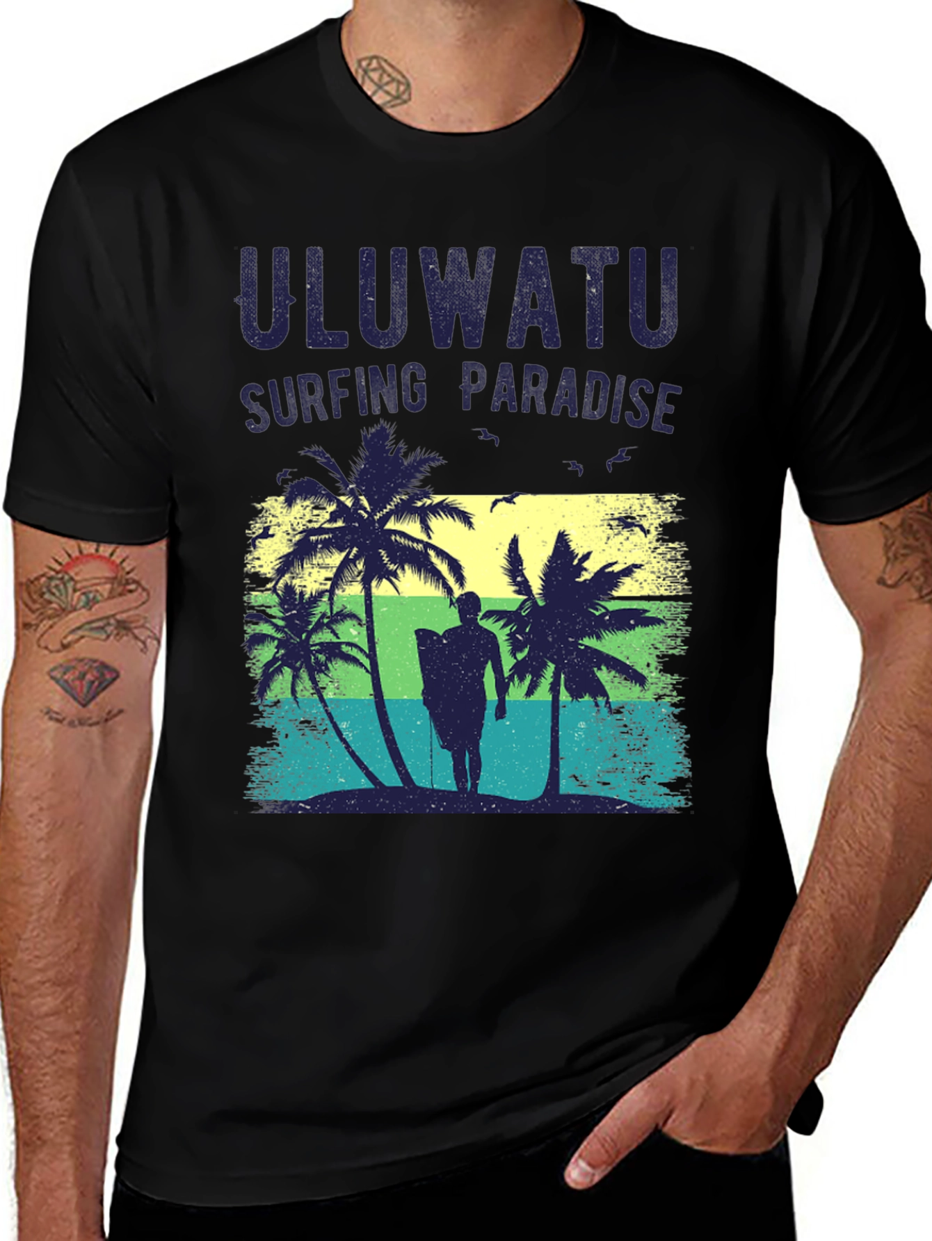 Uluwatu Surfing Paradise T-Shirt - Tropical Graphic Tee
