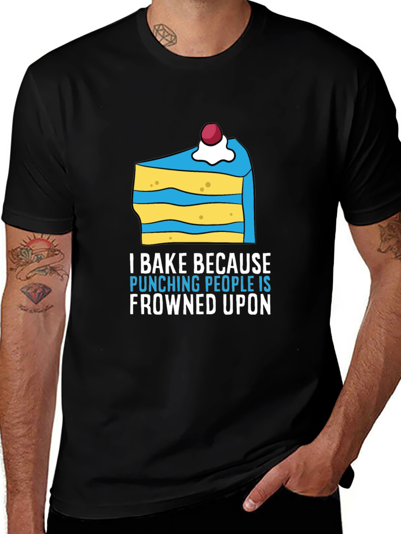 Variant 5 of I Bake Because Punching People Is Frowned Upon Funny T-Shirt