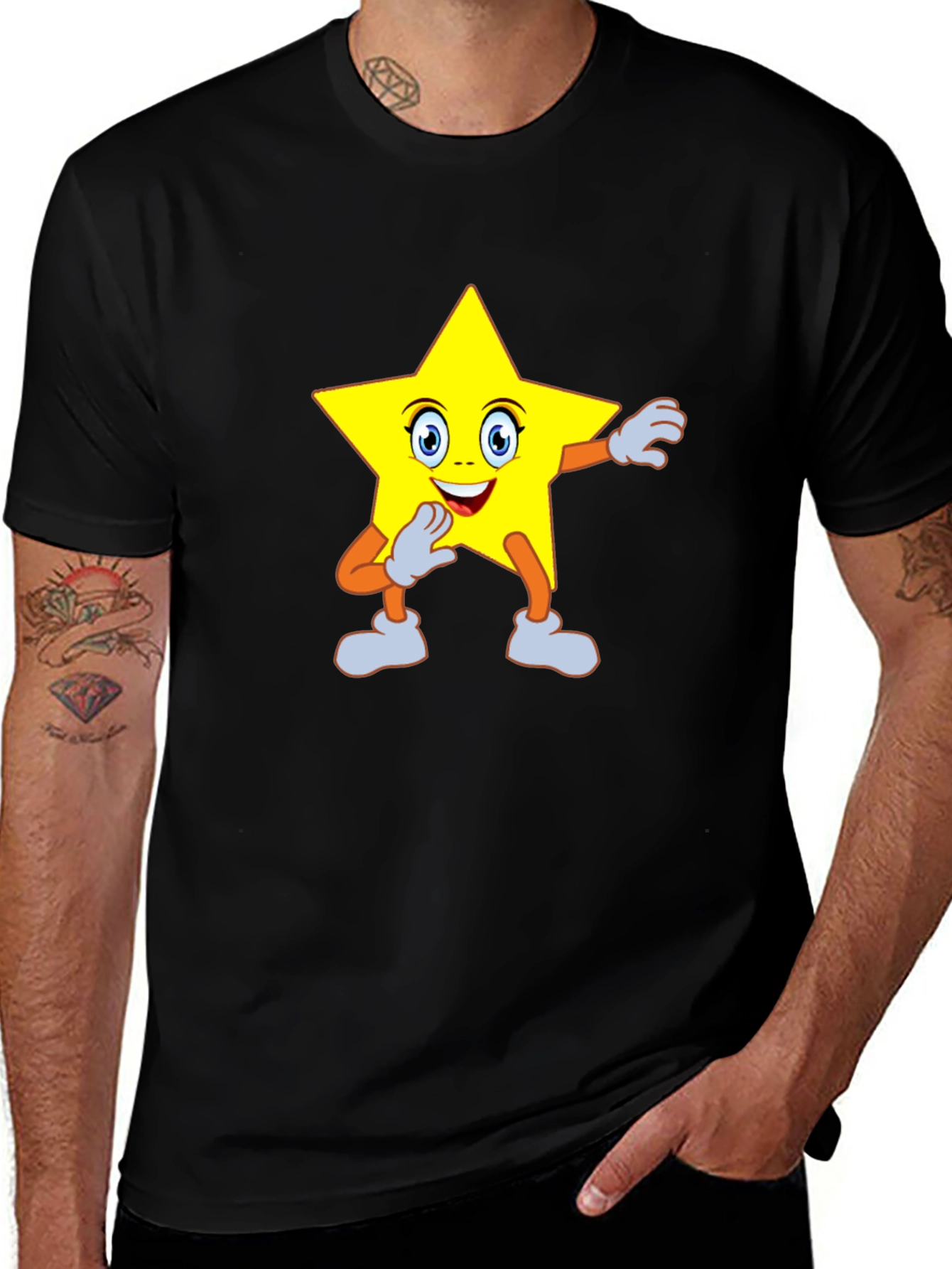 Variant 14 of Star Cartoon Graphic Tee - Black