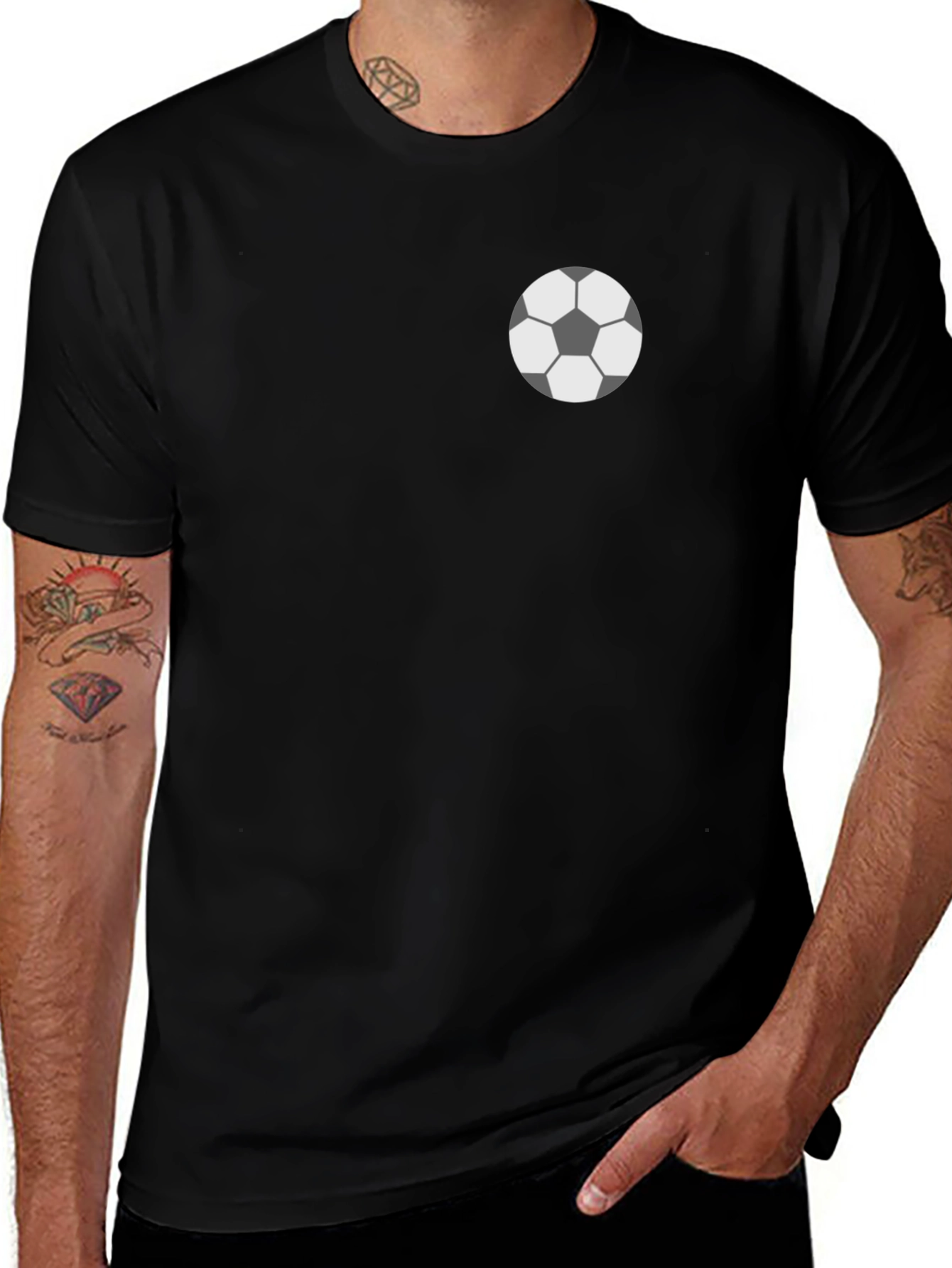 Variant 5 of Black Soccer Ball Graphic Tee - Casual Style