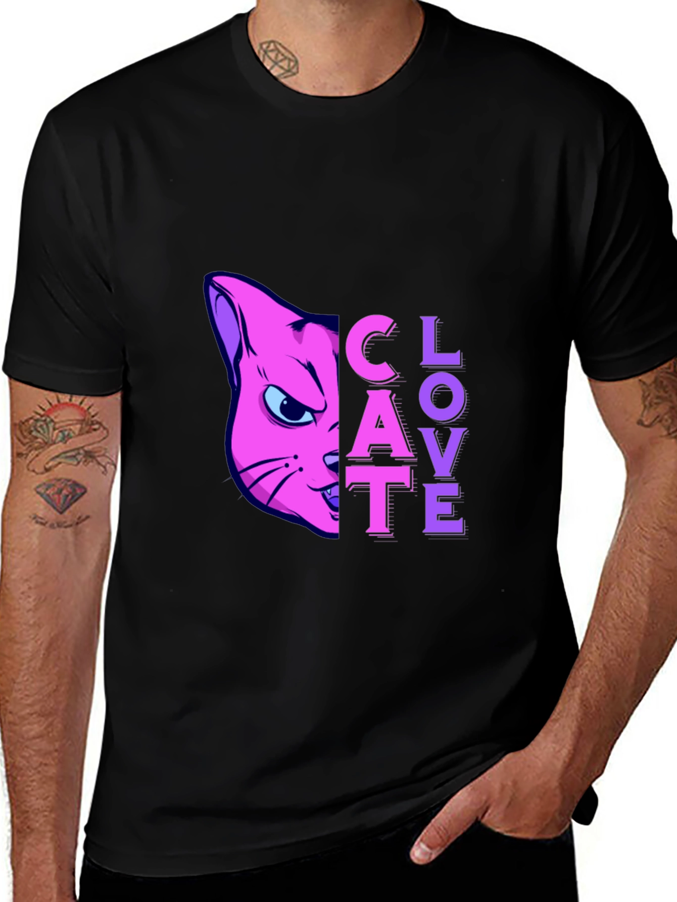 Variant 14 of Clovate Pink Cat Graphic Tee