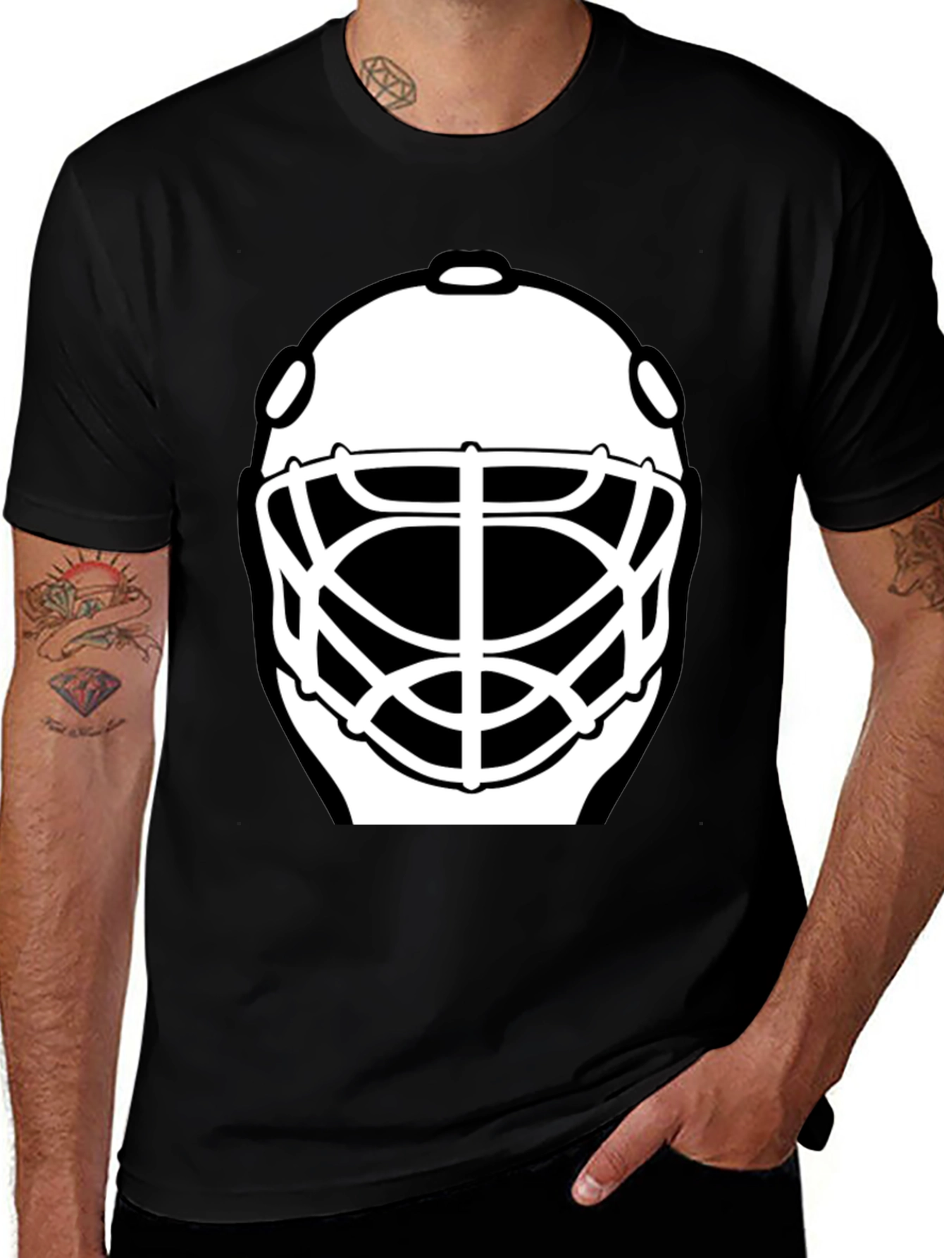 Variant 30 of Hockey Mask Graphic Tee - Black Cotton Casual T-Shirt