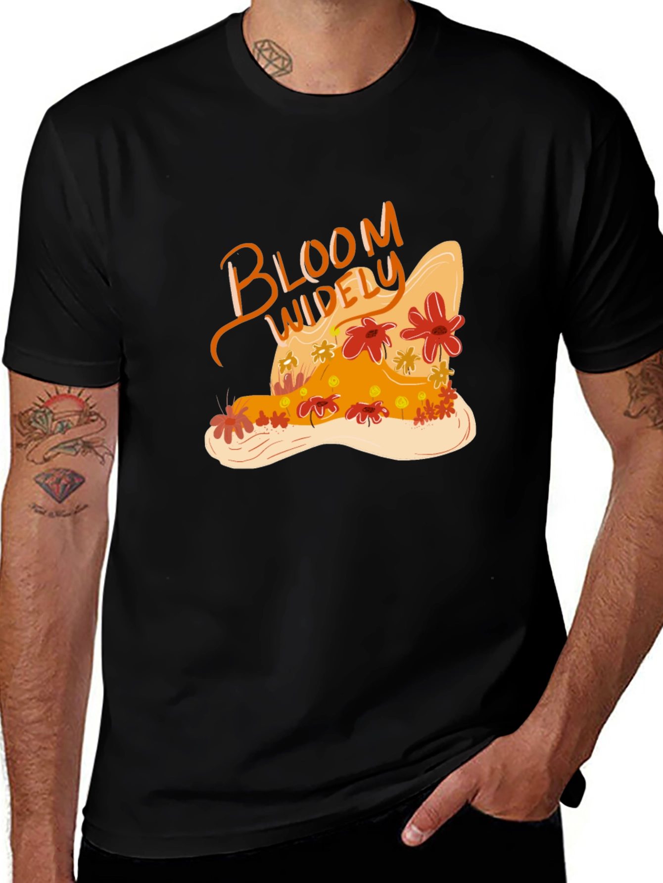 Variant 9 of Bloom Widely Graphic Black T-Shirt