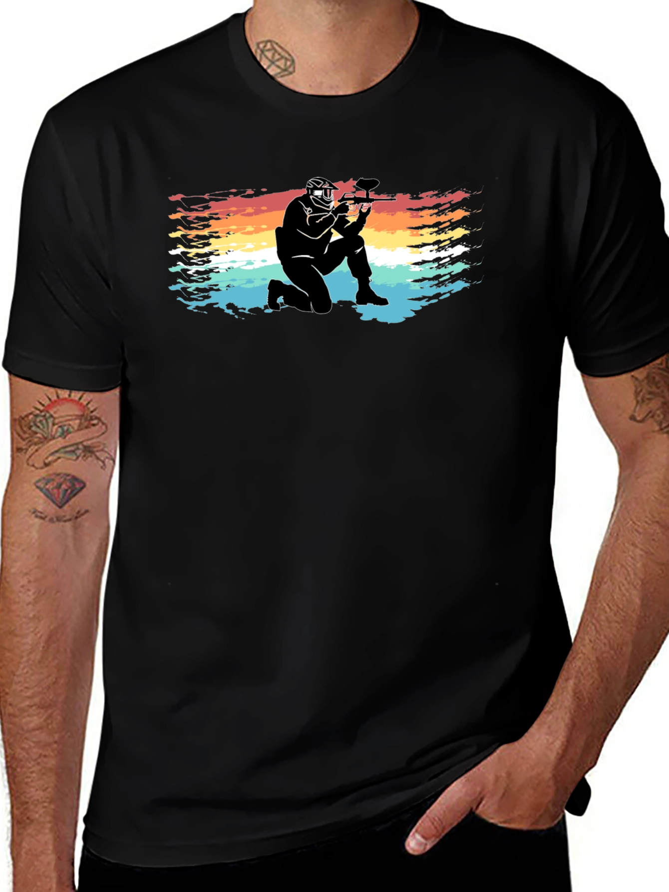Variant 2 of Paintball Player Graphic Tee - Cool Retro Design