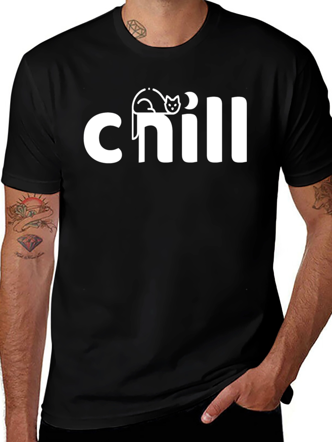 Variant 19 of Chill Cat Graphic Tee - Relaxed Fit