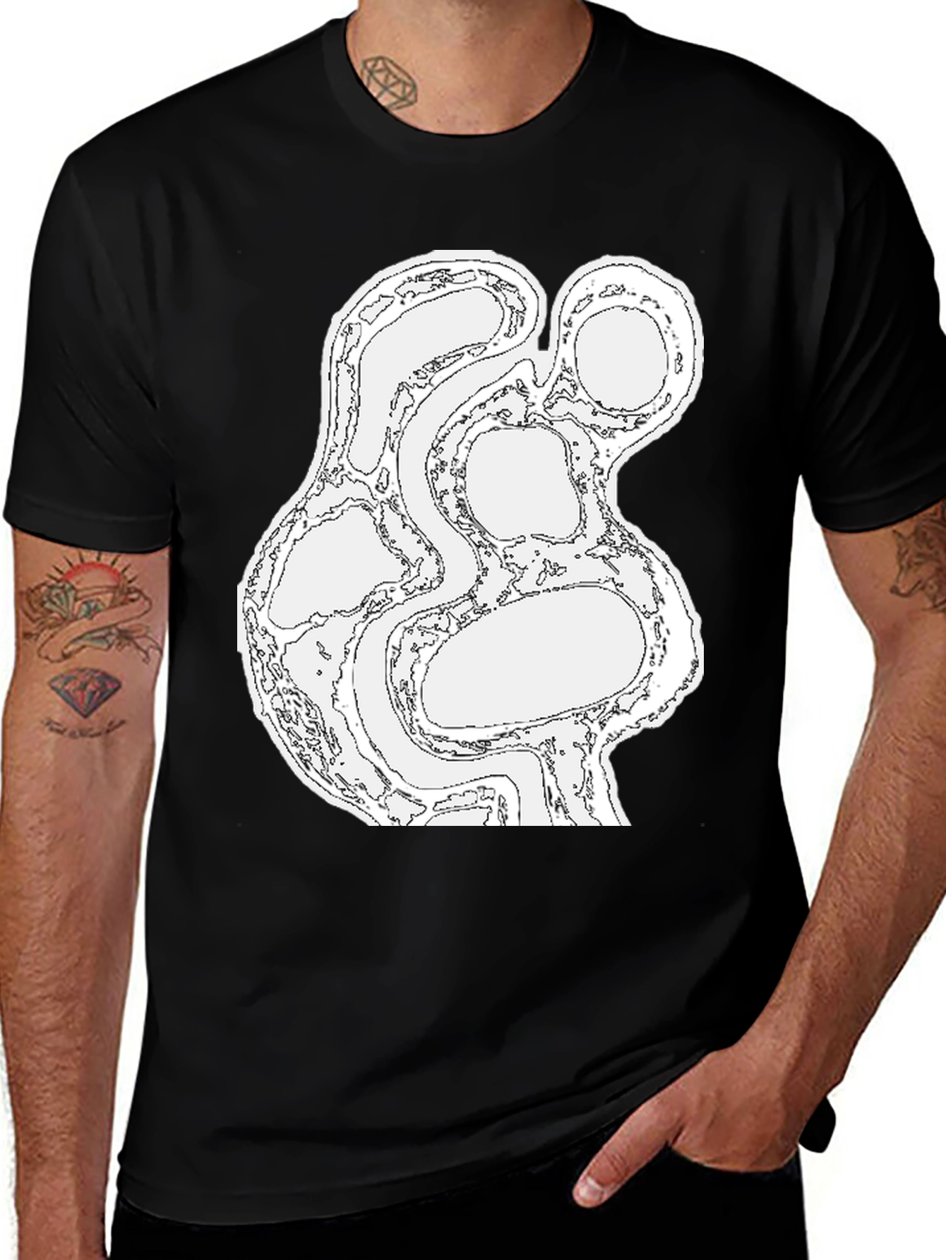 Variant 10 of Abstract Graphic Print Black T-Shirt