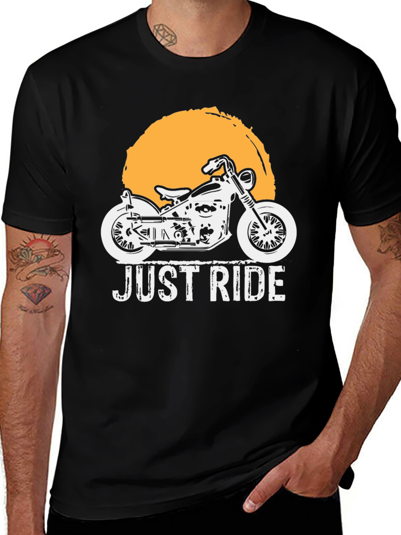 Black Just Ride Motorcycle Graphic T-Shirt main image