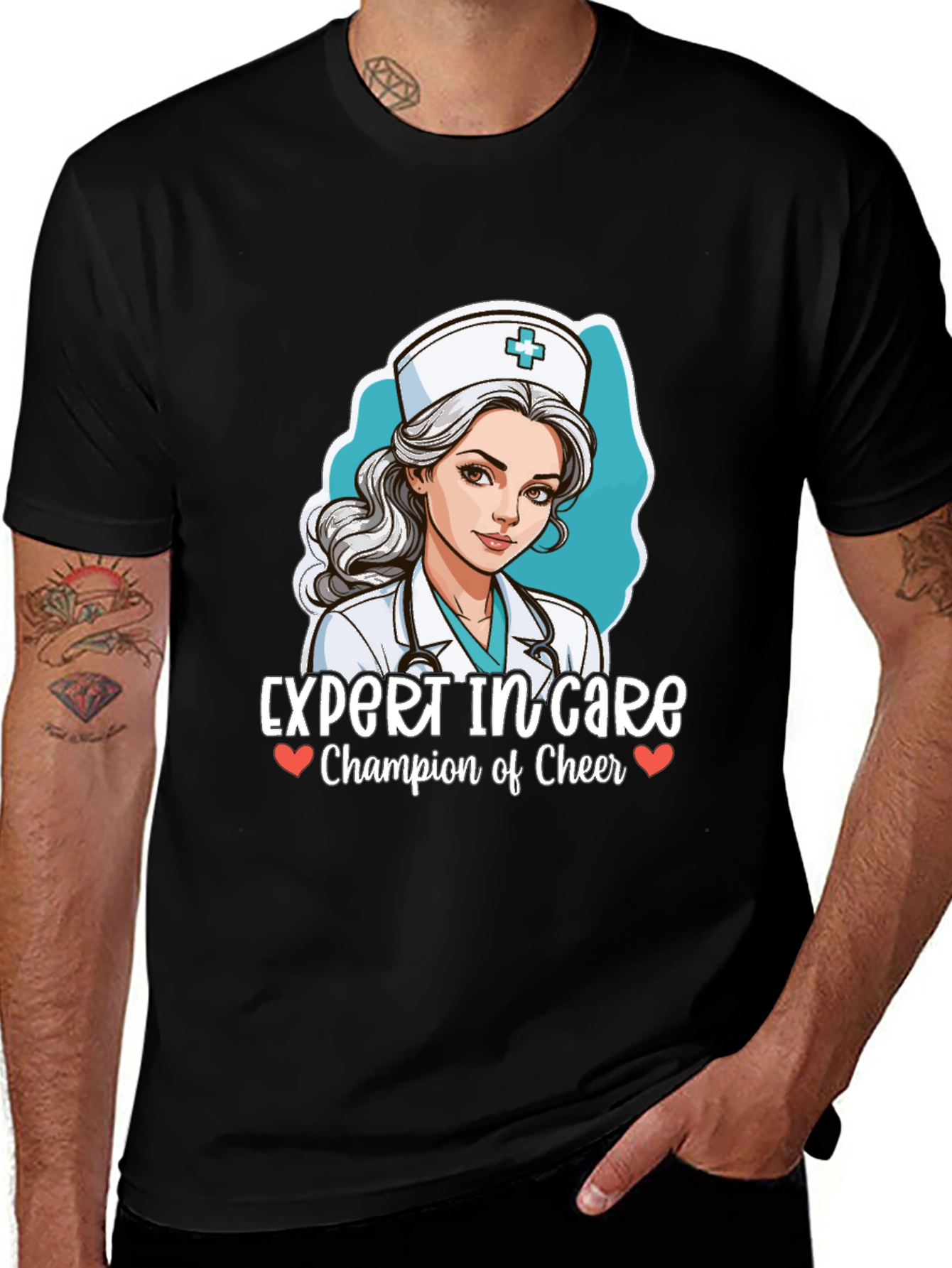 Variant 3 of Expert in Care Nurse T-Shirt - Champion of Cheer