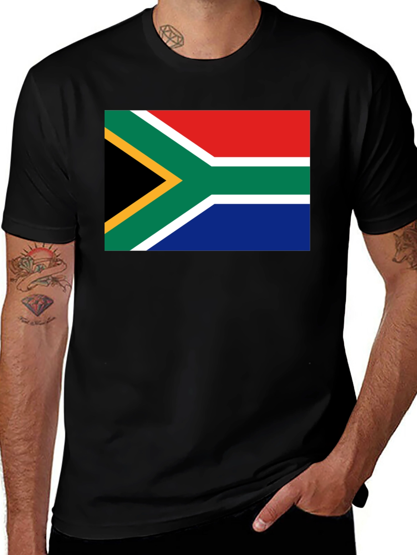 Variant 2 of South Africa Flag Graphic Tee - Black